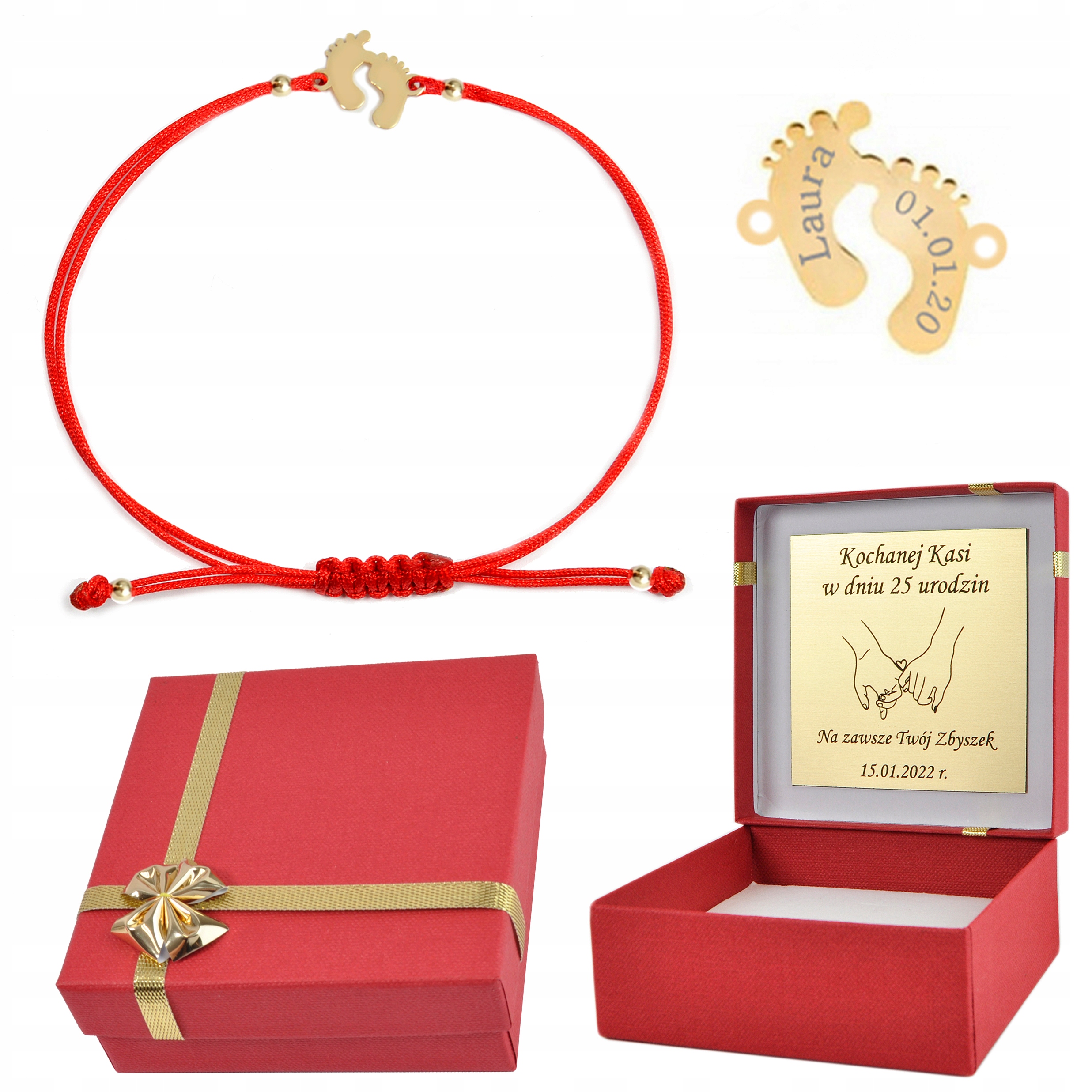 

Bransoletka złota na sznurku stópki dla mam Pr.585