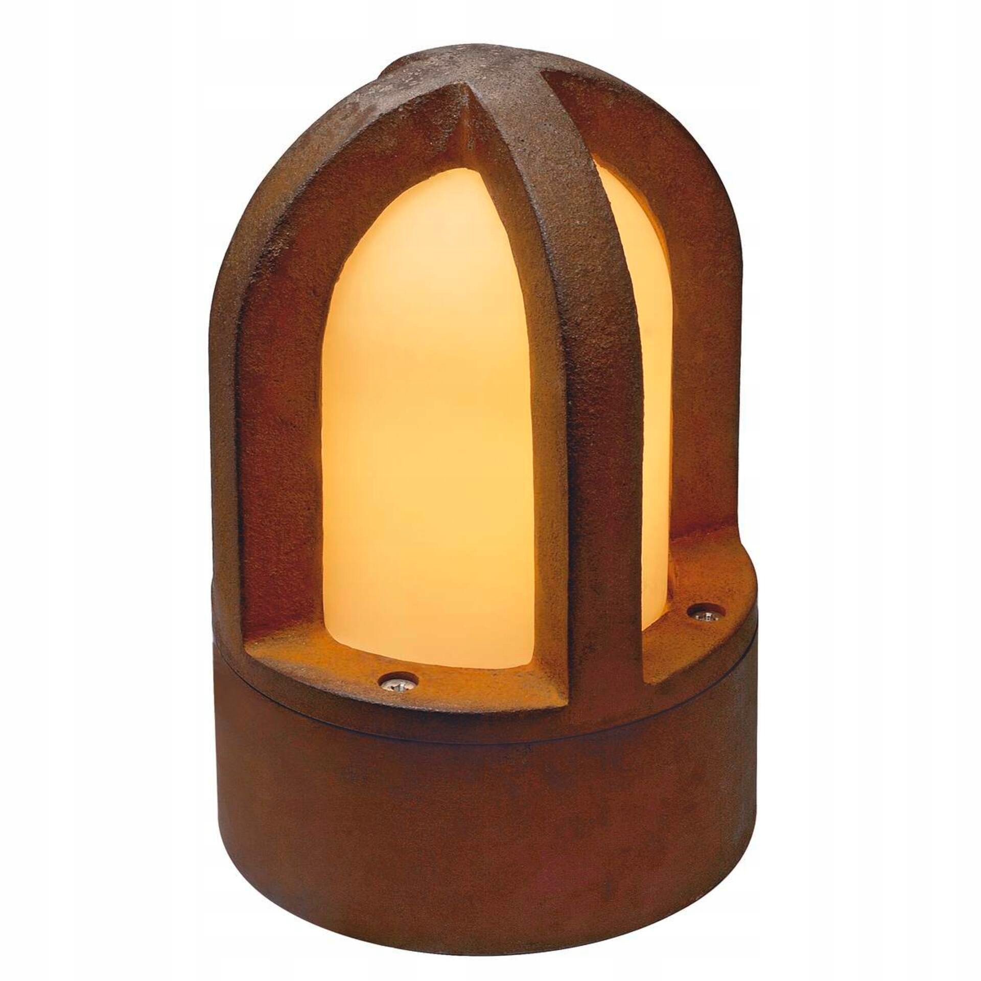 Slv Big White Rusty Cone, vonkajšia stojacia lampa, C35, guľatá, hrdzavé želiez