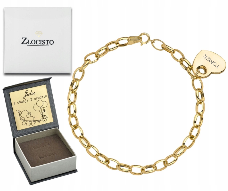 Zlatý Náramek Se Srdíčkem A Přívěskem 585