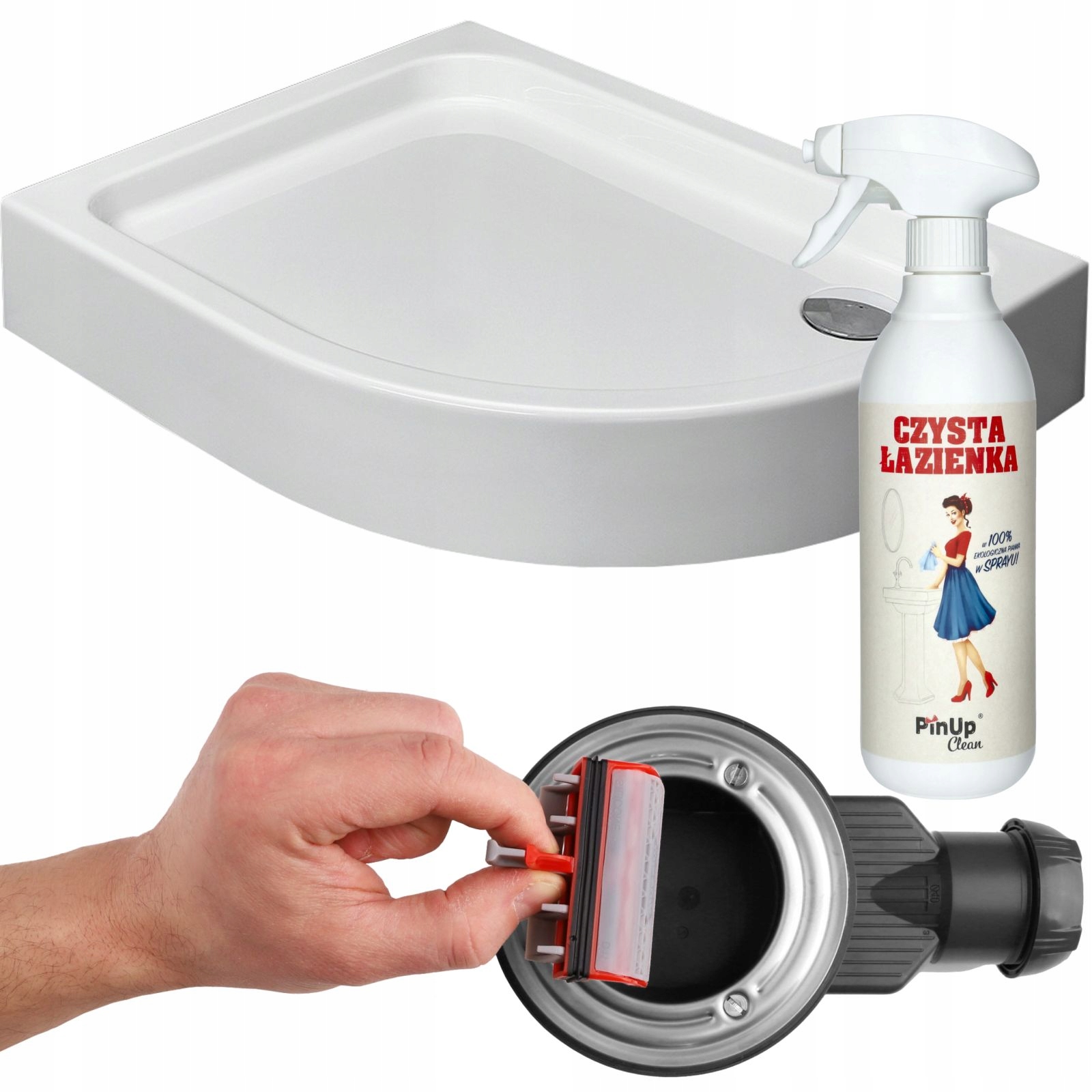 Brodzik asymetryczny prysznicowy Laros E Compact 100x80 syfon Ultra Slim L