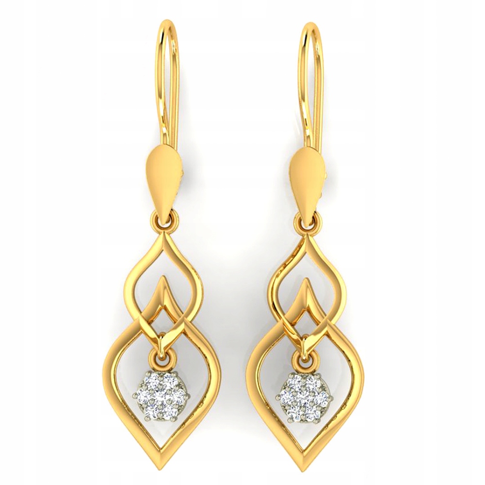 WISZĄCE AŻUROWE ZŁOTE KOLCZYKI 333 KWIATKI ORIENT