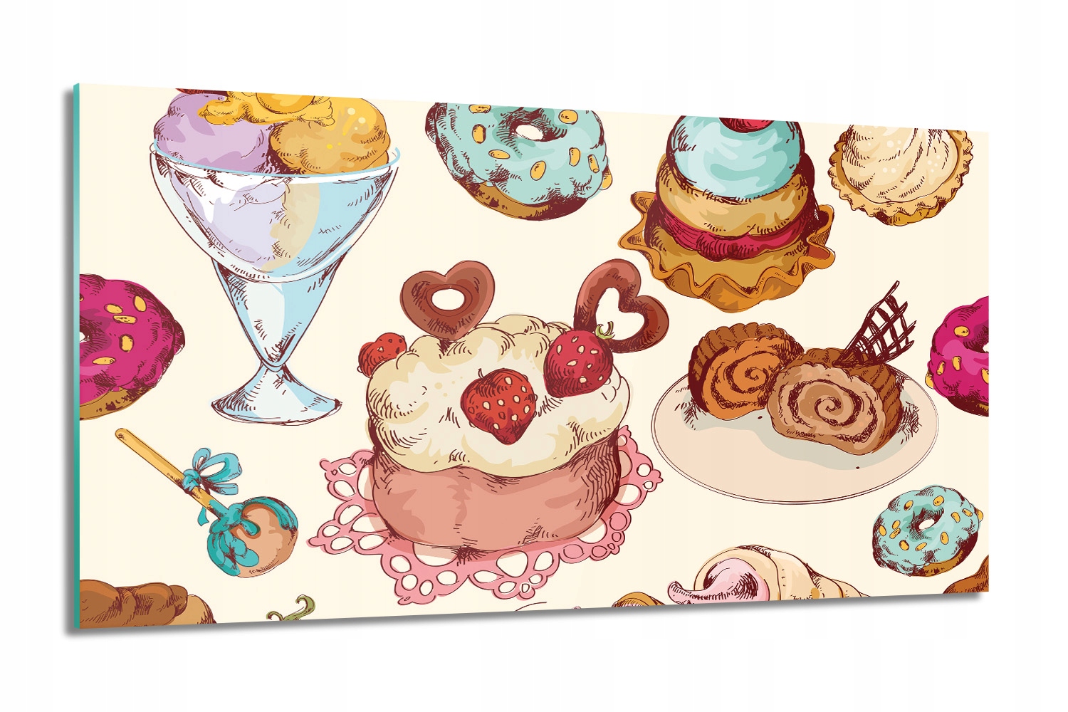 

Torty lody grafika Obraz szklany 100x60 do kuchni