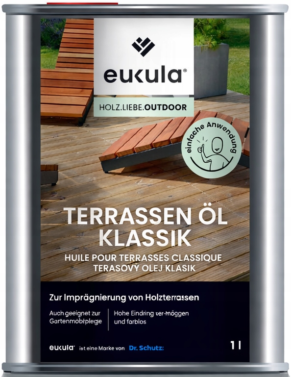 Eukula Terrace Oil Klassik 1L olej na terasy a dřevo bezbarvý