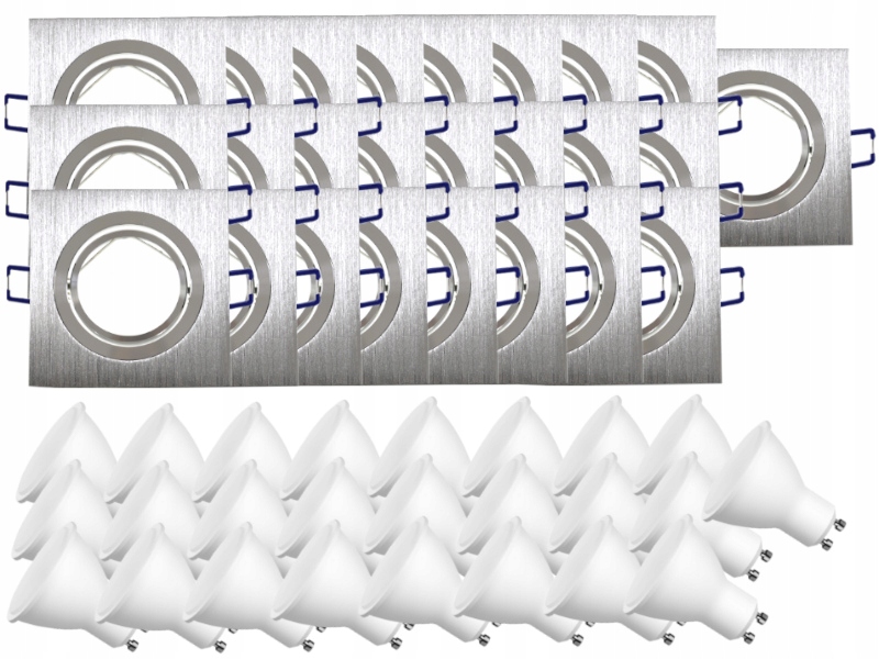 25x Hliníková Lampa Inox Stropní Zapuštěná Led Žárovky 1,5W