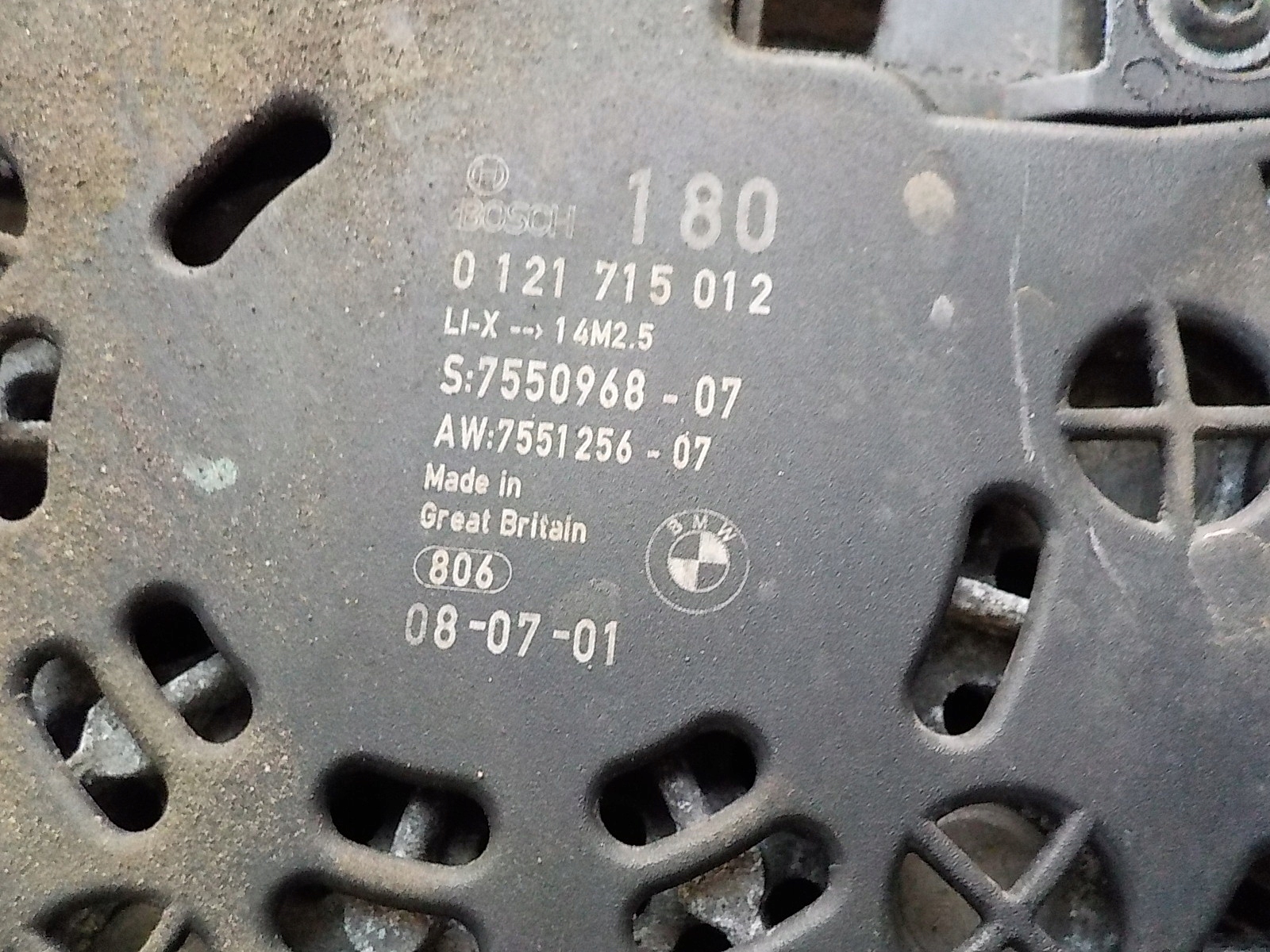 BMW E91 3.0 B ALTERNATOR 0121715012 7550968-07
