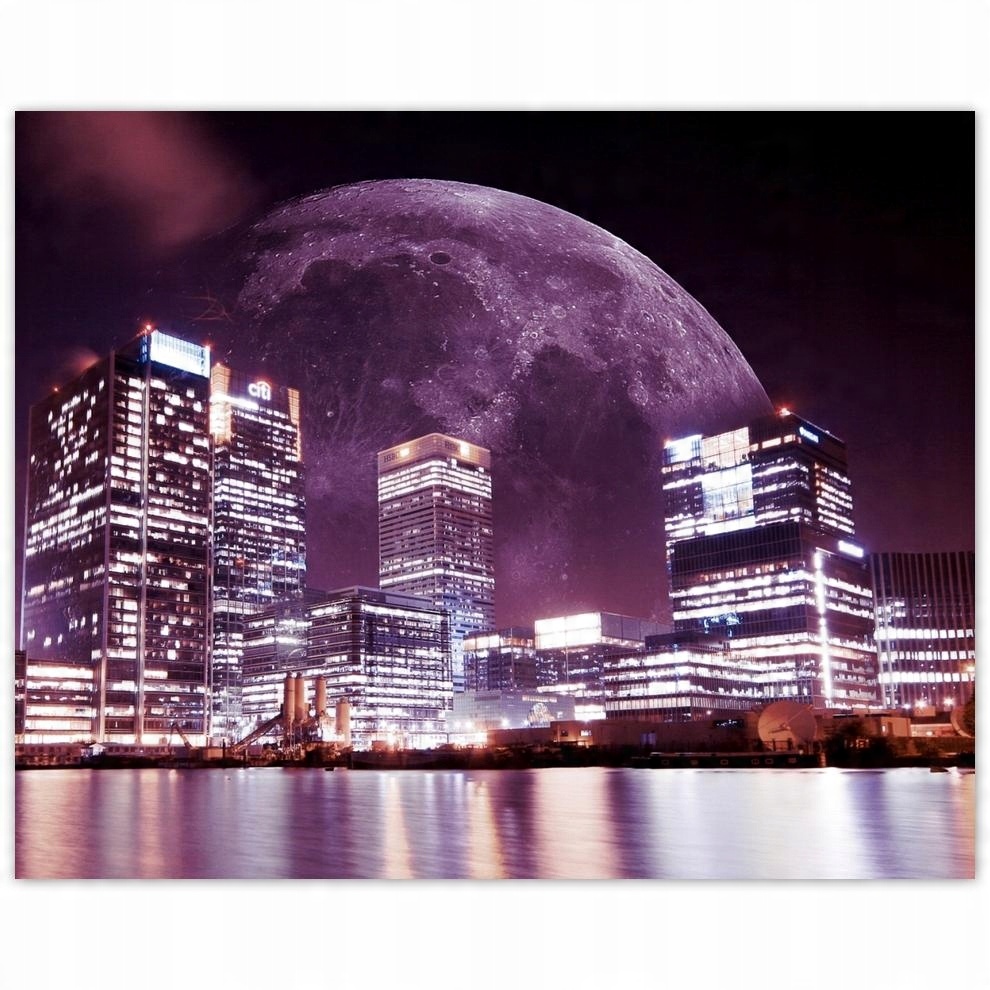 

Plakat 50x40 Fioletowe miasto nocą