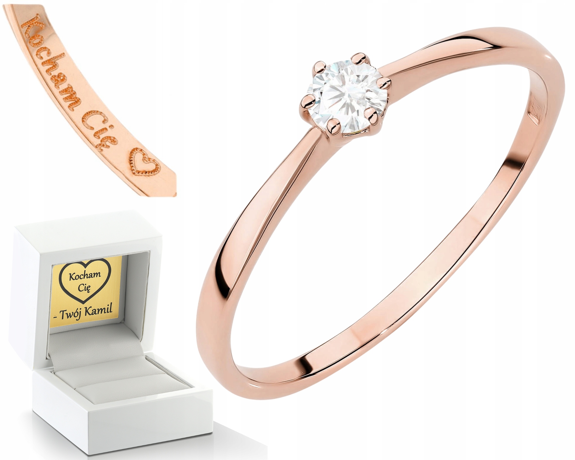 Růžové Zlato Prstýnek Laboratorní Briliant Zásnubní 585