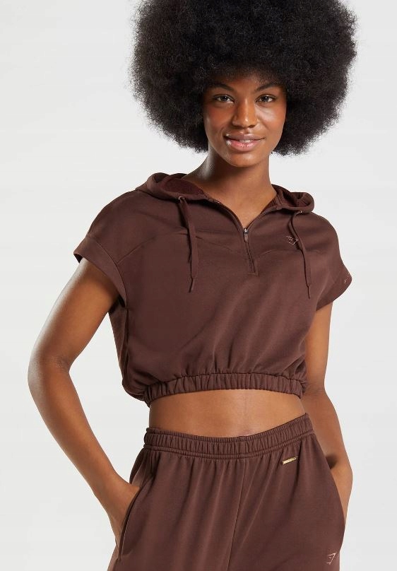 GYMSHARK BLUZA DAMSKA SPORTOWA BRĄZOWA KRÓTKA Z KAPTUREM L 0Z3E6_C* Kod producenta B3A3U-NBGK