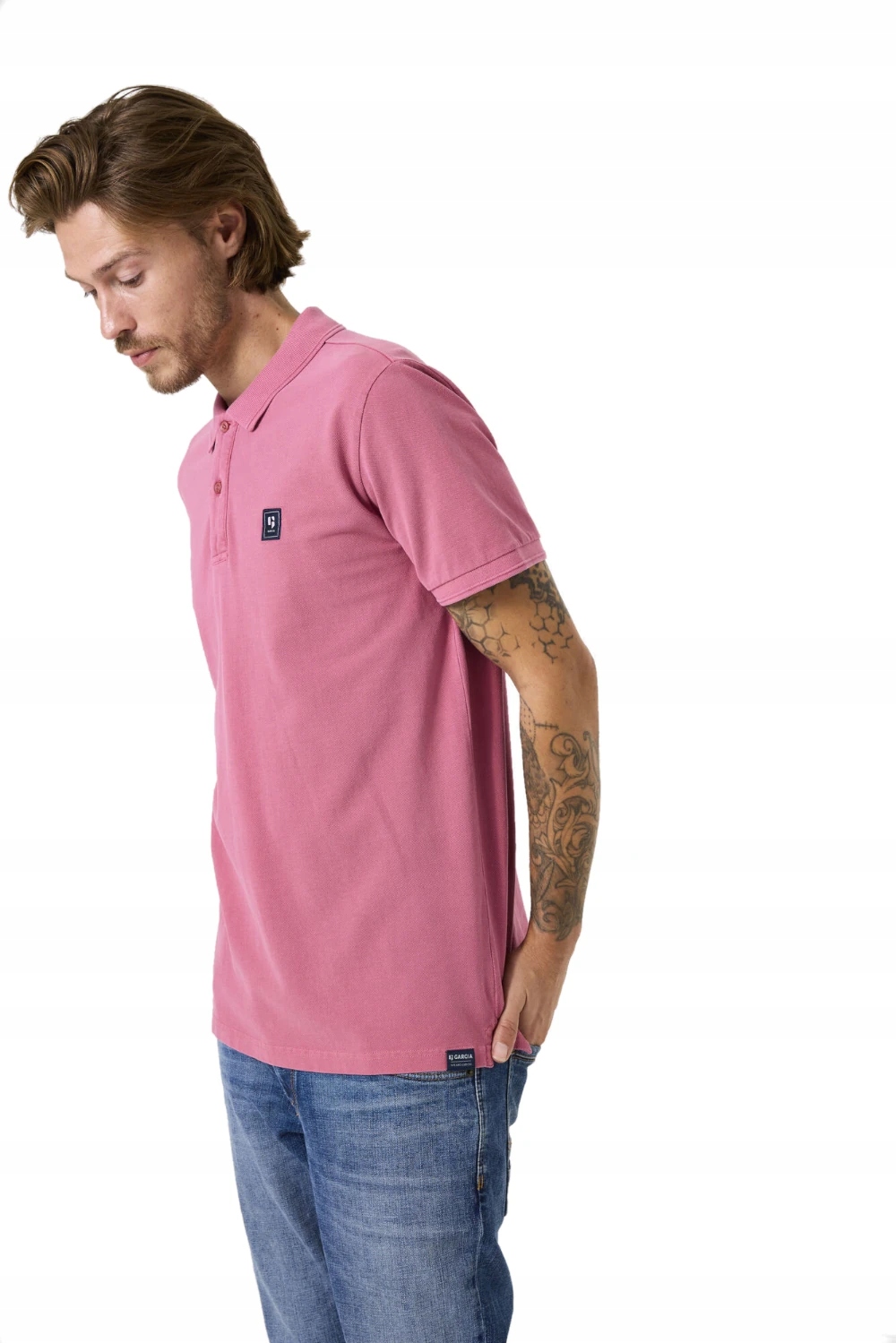 Garcia pánská polokošile polovina růžová bavlněná krátký rukáv M