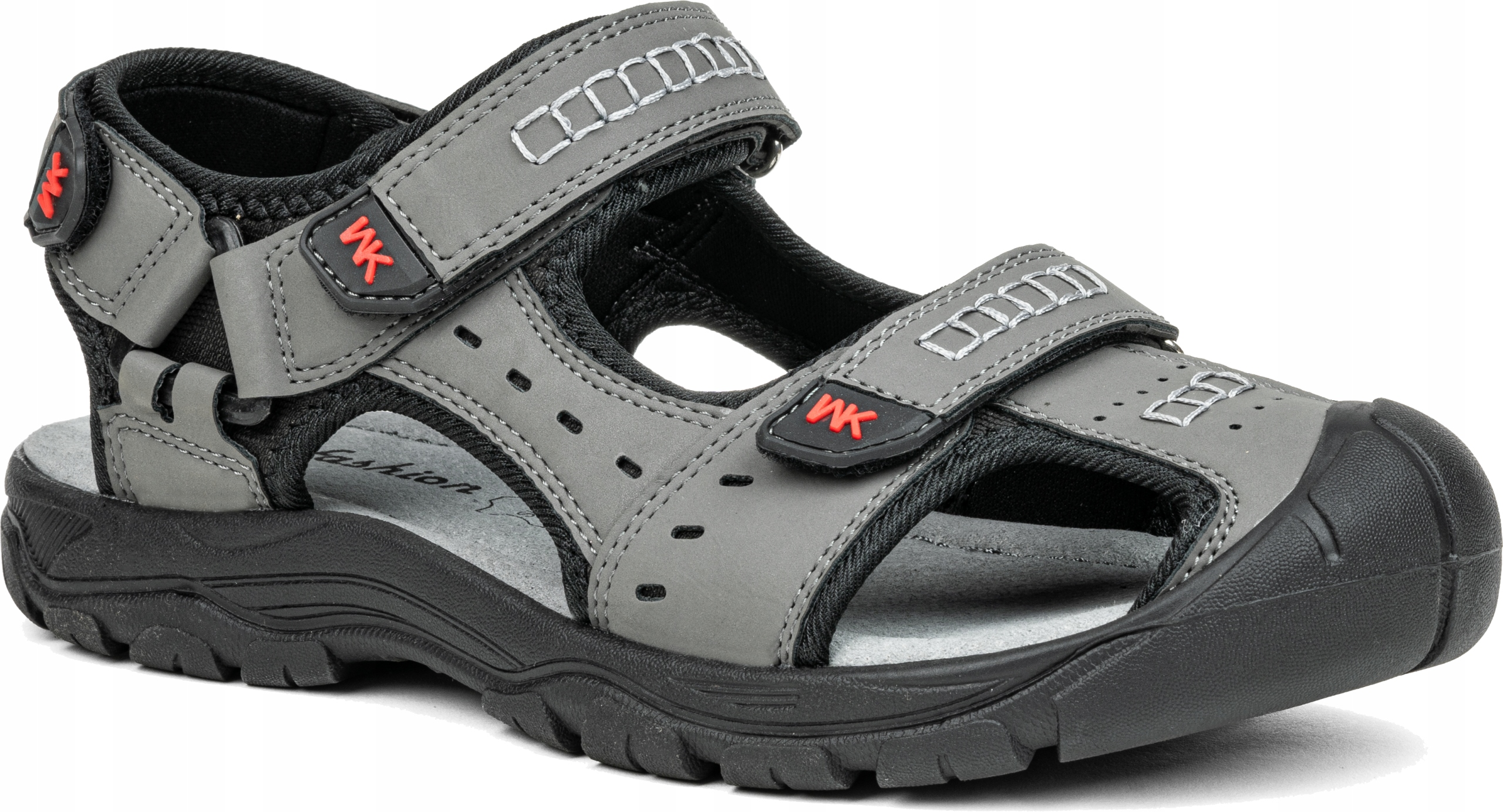 Pánské sandály vp. Kůže zabudovaná přední část na Suchý Zip šedé Wojtyłko 43