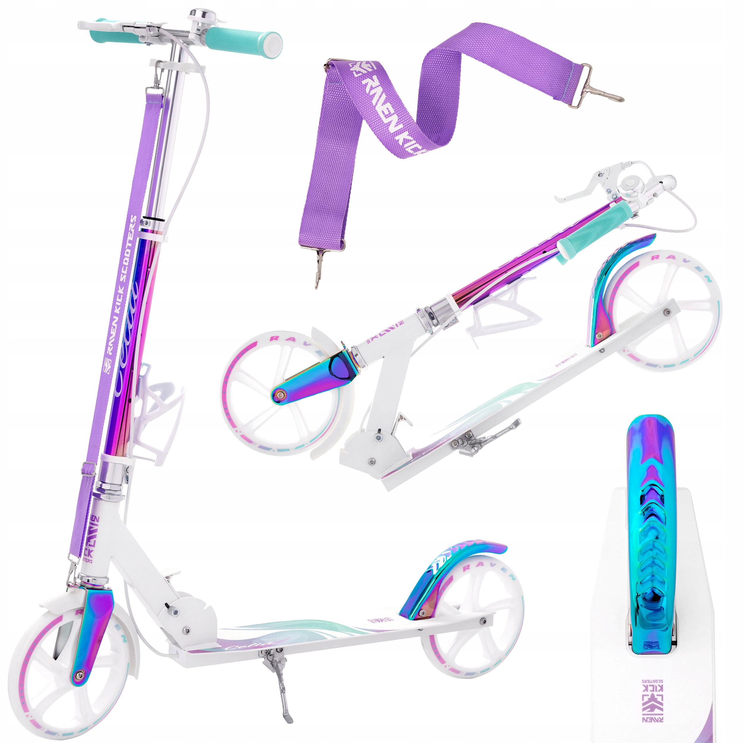 Hulajnoga Składana Raven Celia 200mm z hamulcem dzwonkiem uchwytem na bidon