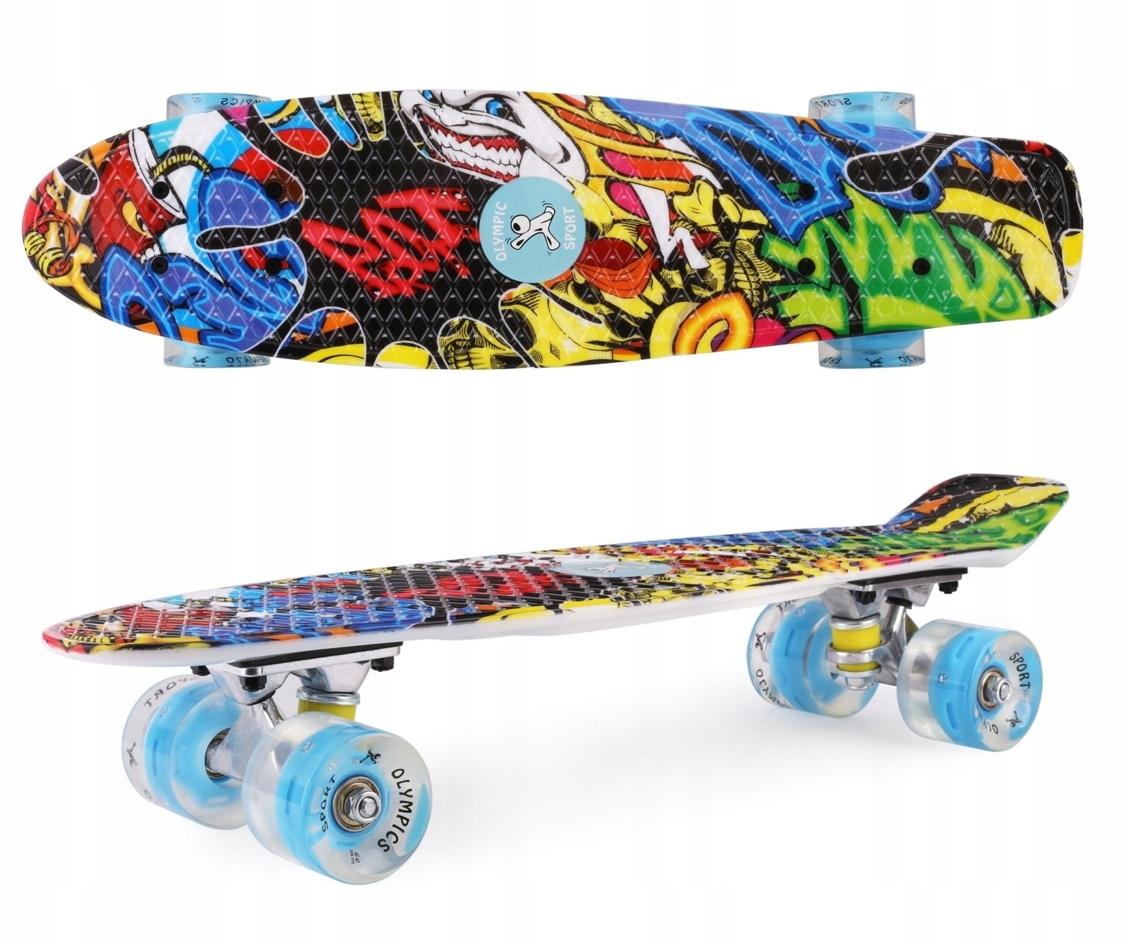 DESKOROLKA DESKA FISZKA GRAFFITI ŚWIECĄCE KOŁA led