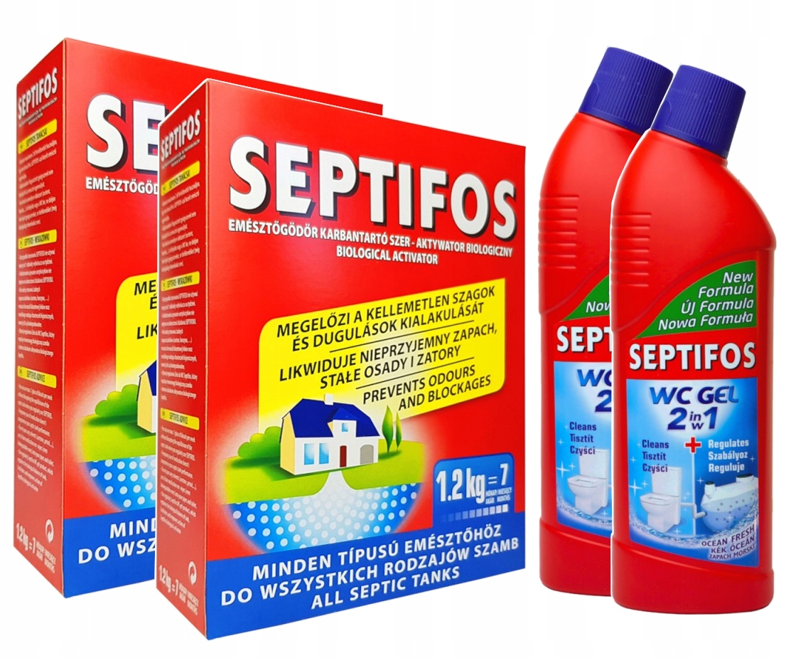 

2x Septifos 1,2kg Żel Wc 750ml Bakterie Do Szamb