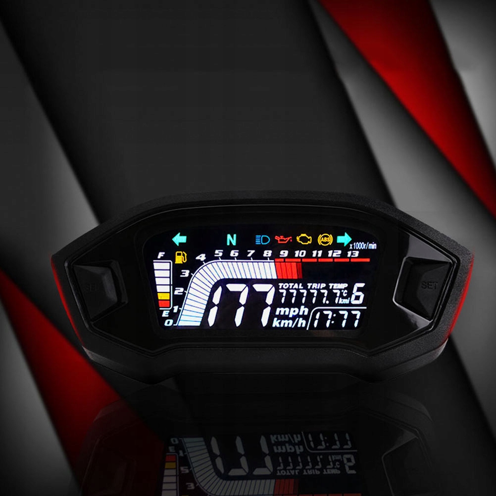 Uniwersalny prędkościomierz motocyklowy cyfrowy LCD Waga produktu z opakowaniem jednostkowym 0.35 kg