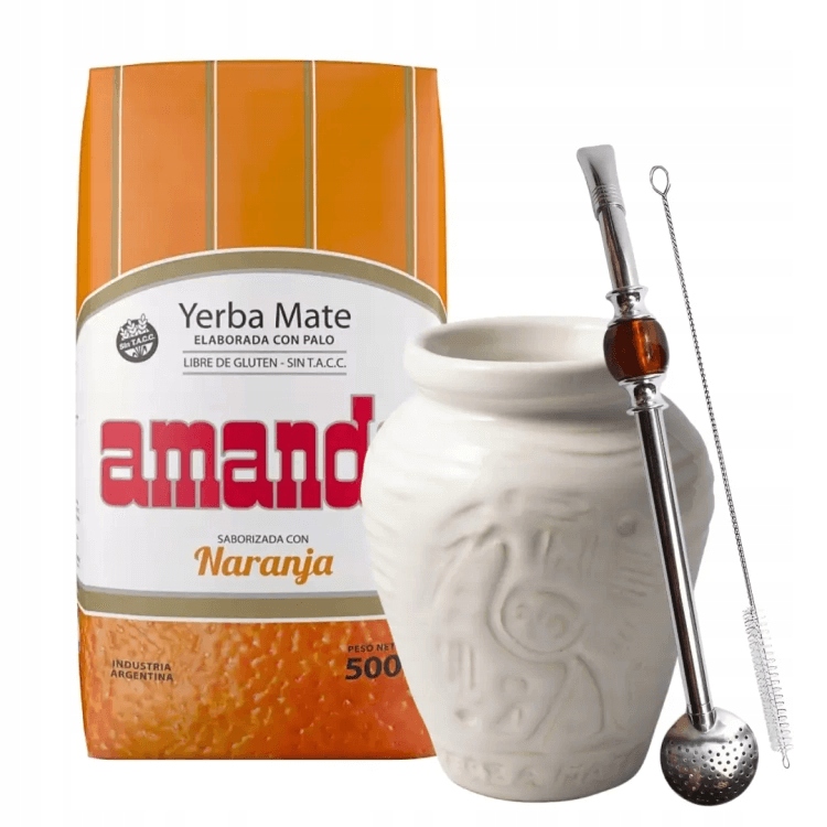 Levně Startovací Sada pro Yerba Mate Amanda Pomeranová Naranja Matero Bombilla