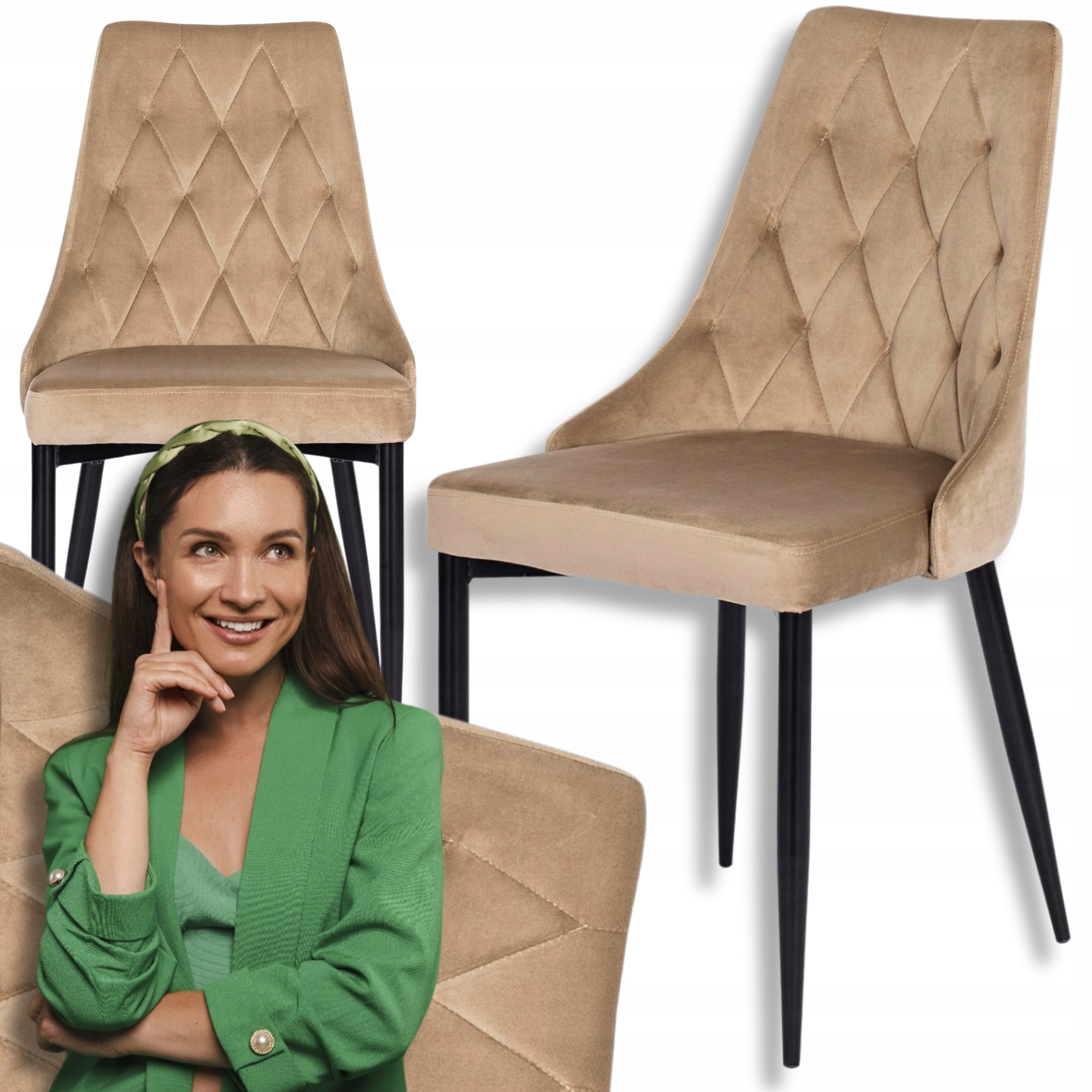 Čalouněná židle Velurová do obývacího pokoje Loft Velvet Béžová Cork