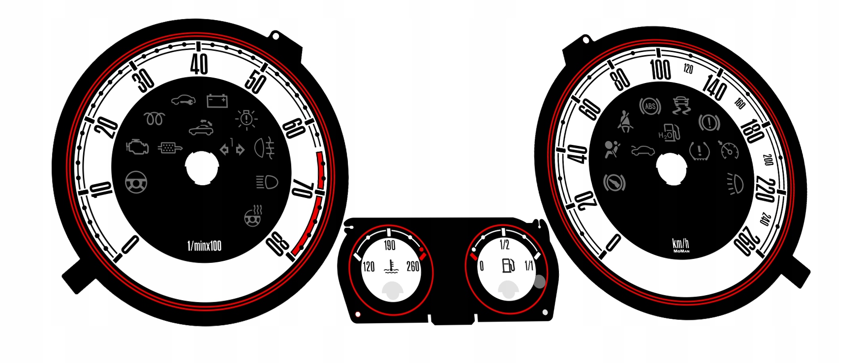Volkswagen Jetta 5 Tarcze licznika INDIGLO MoMan