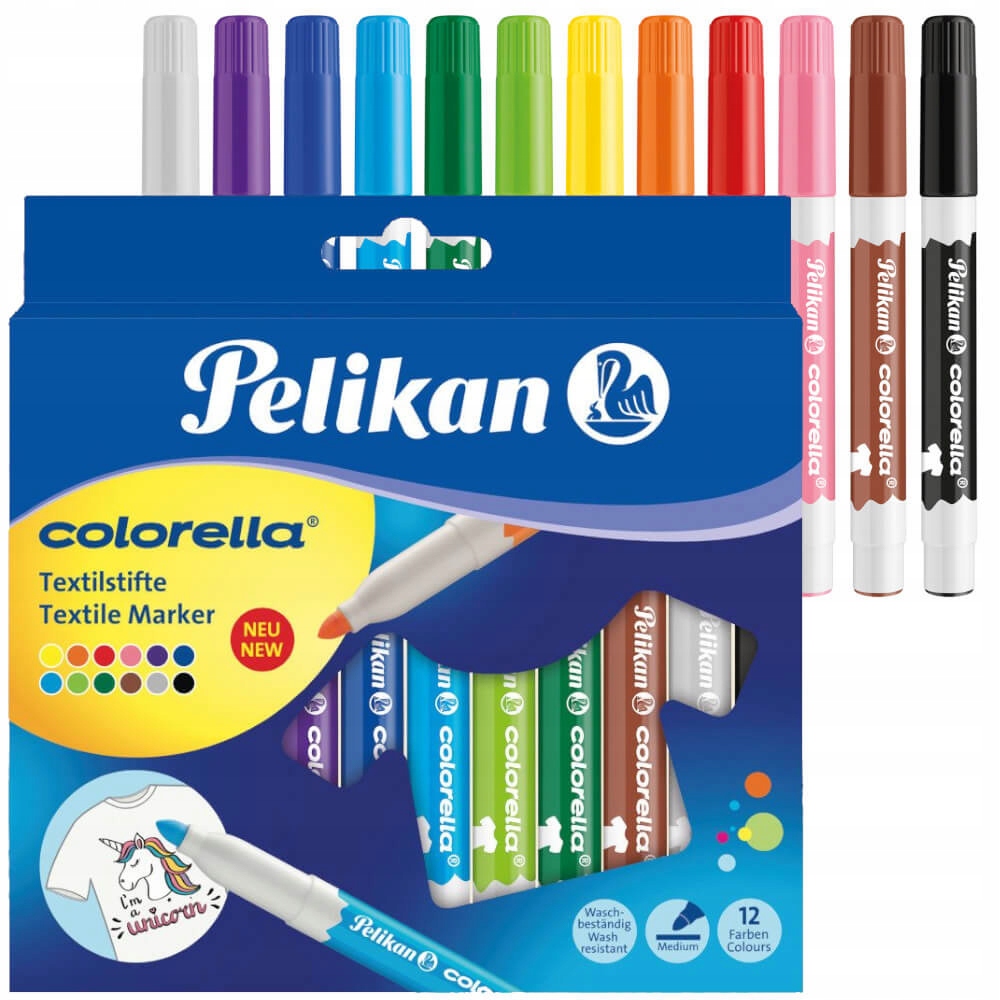 

Mazaki markery pisaki ubrań tkanin 12szt Pelikan