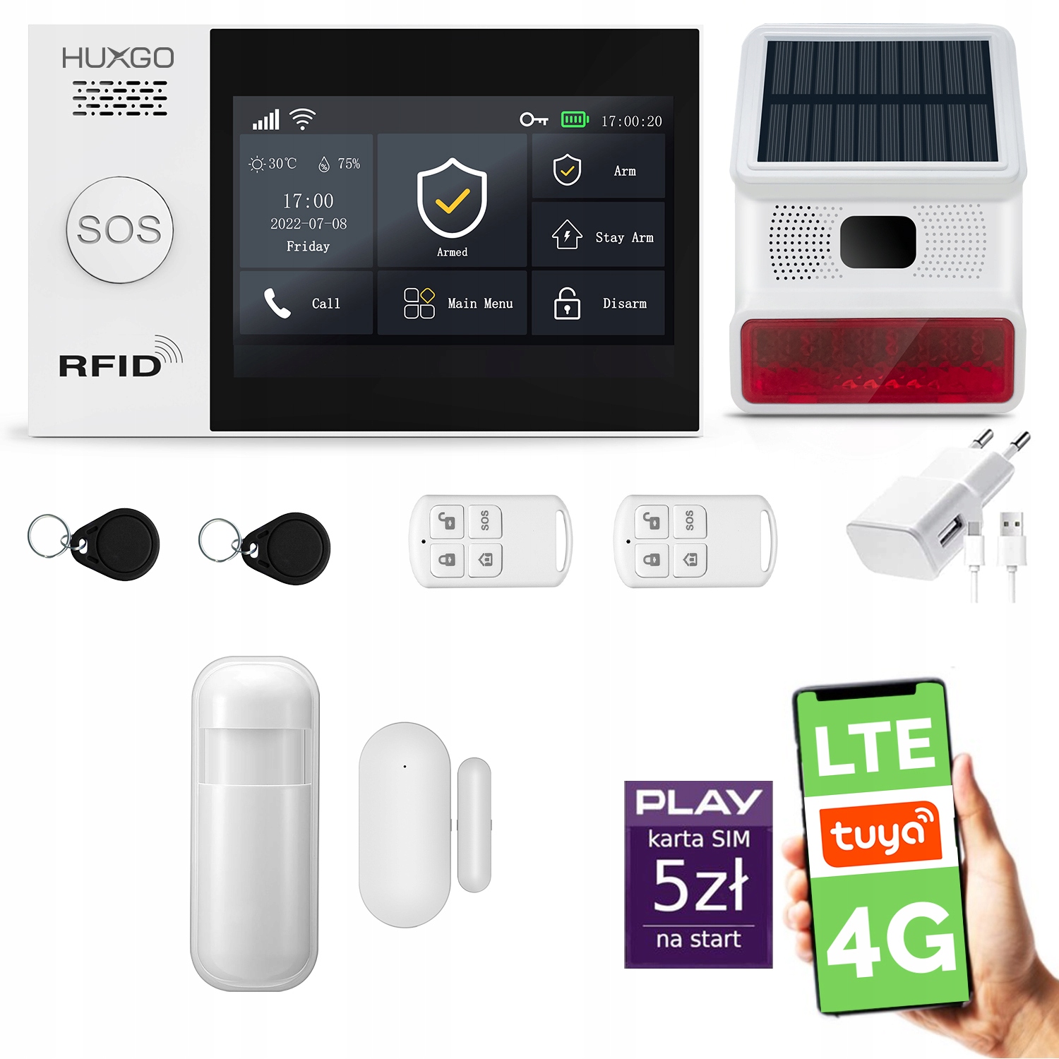 Bezdrôtový alarm WiFi Gsm 4G Lte s aplikáciou Tuya, Huxgo HXA007 4G