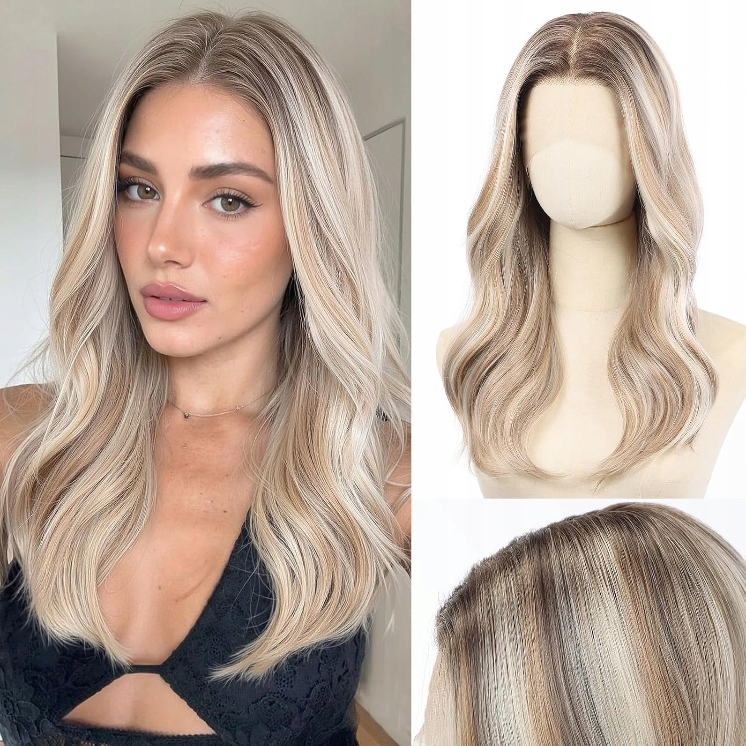 Peruka syntetyczna długa falowana Lace Front 50 cm Ombre