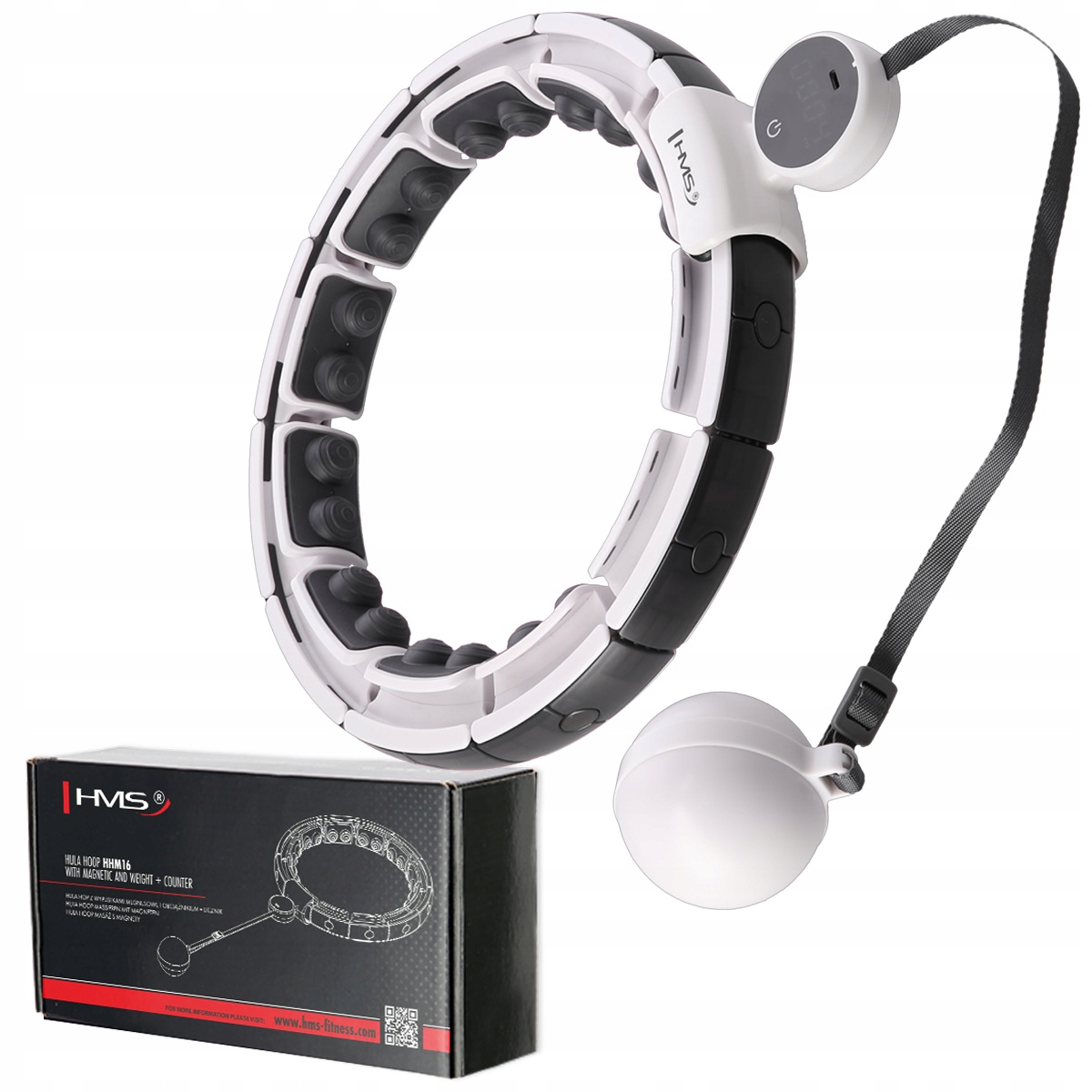 Hula Hop z Obciążeniem i Magnesami Hms HHM16 Licznik Odchudzające Białe