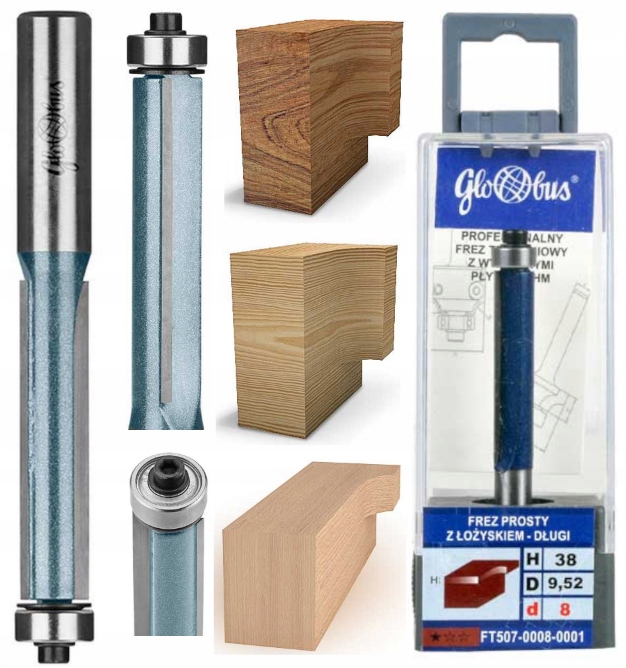 Globus Přímá fréza s dolním ložiskem D=9,5 H=38 d=8 FT507-0008-0001