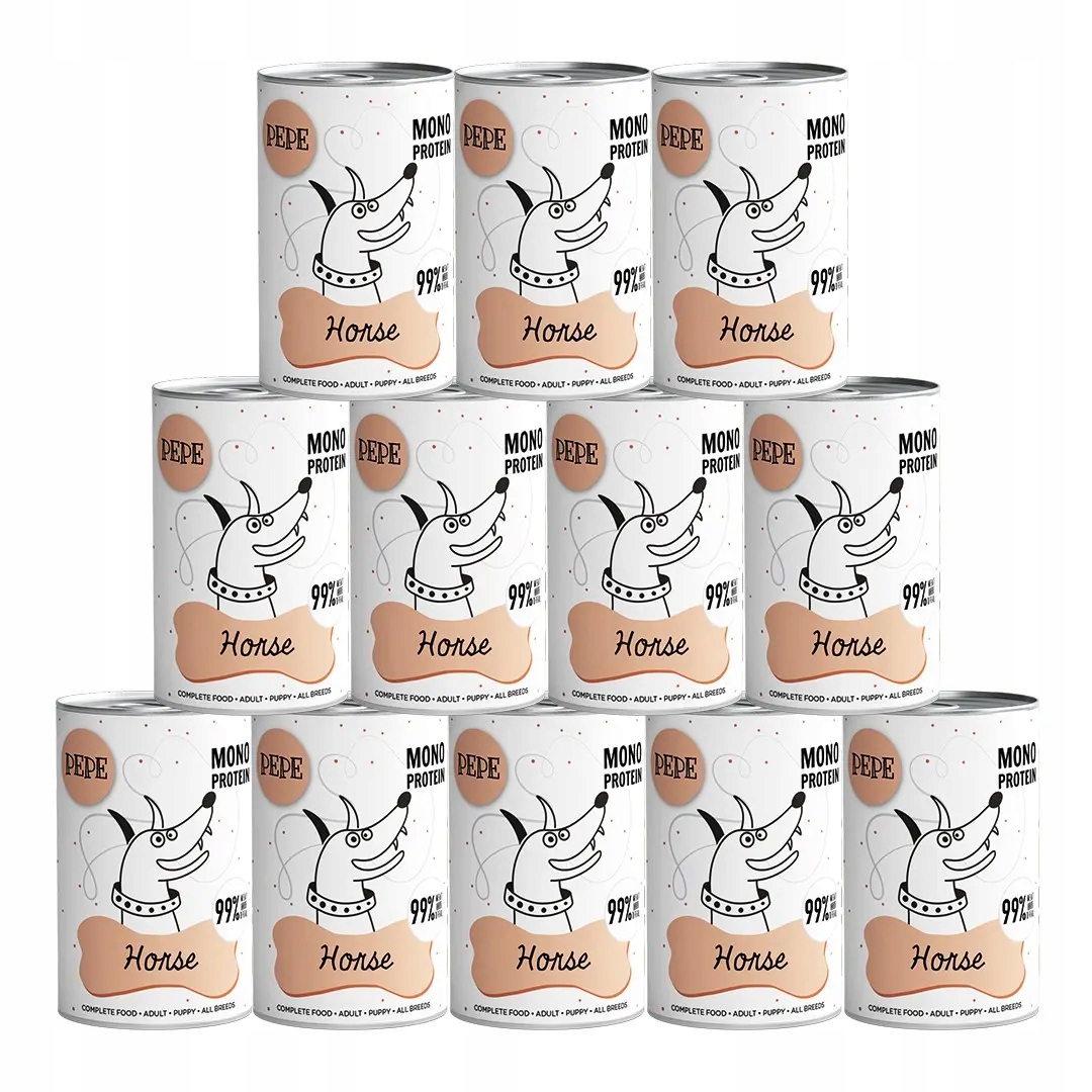 Paka Zwierzaka Pepe karma mokra dla psa z koniną 12x400 g