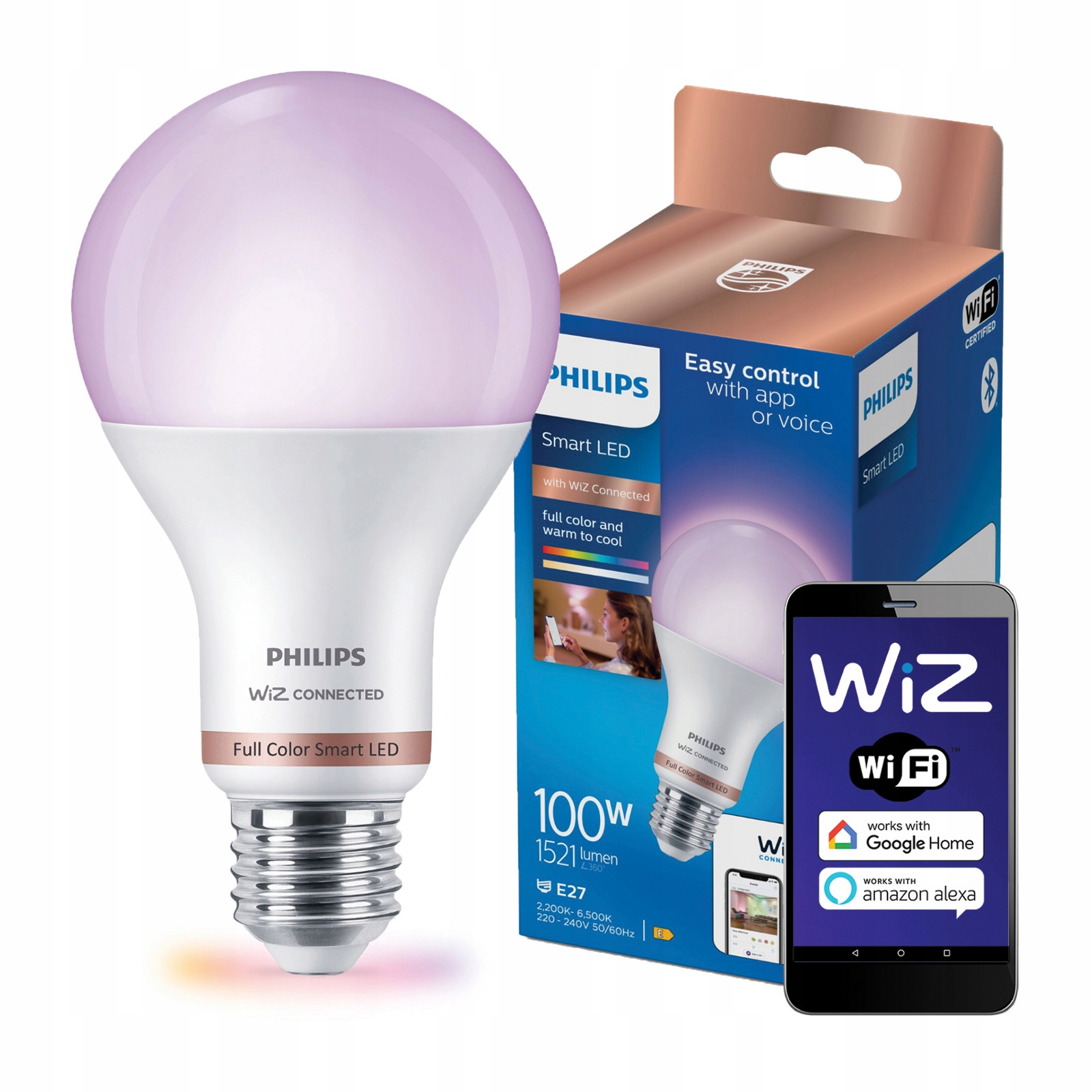 Светодиодная лампа E27 13w 100W RGB Smart WiFi WiZ Philips App