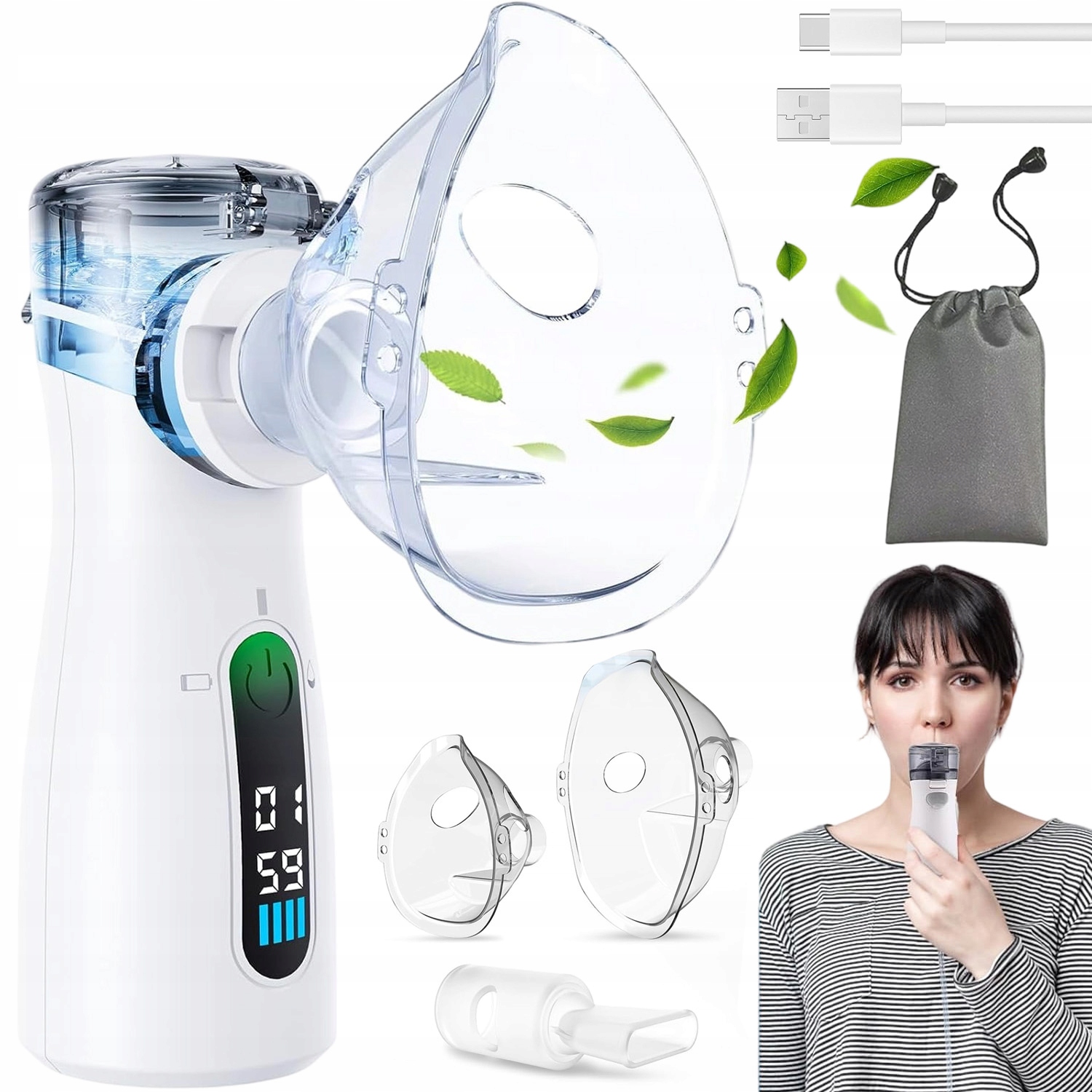 Inhalator Nebulizator Dla Dzieci Dorosłych Przenośny Bezprzewodowy Cichy