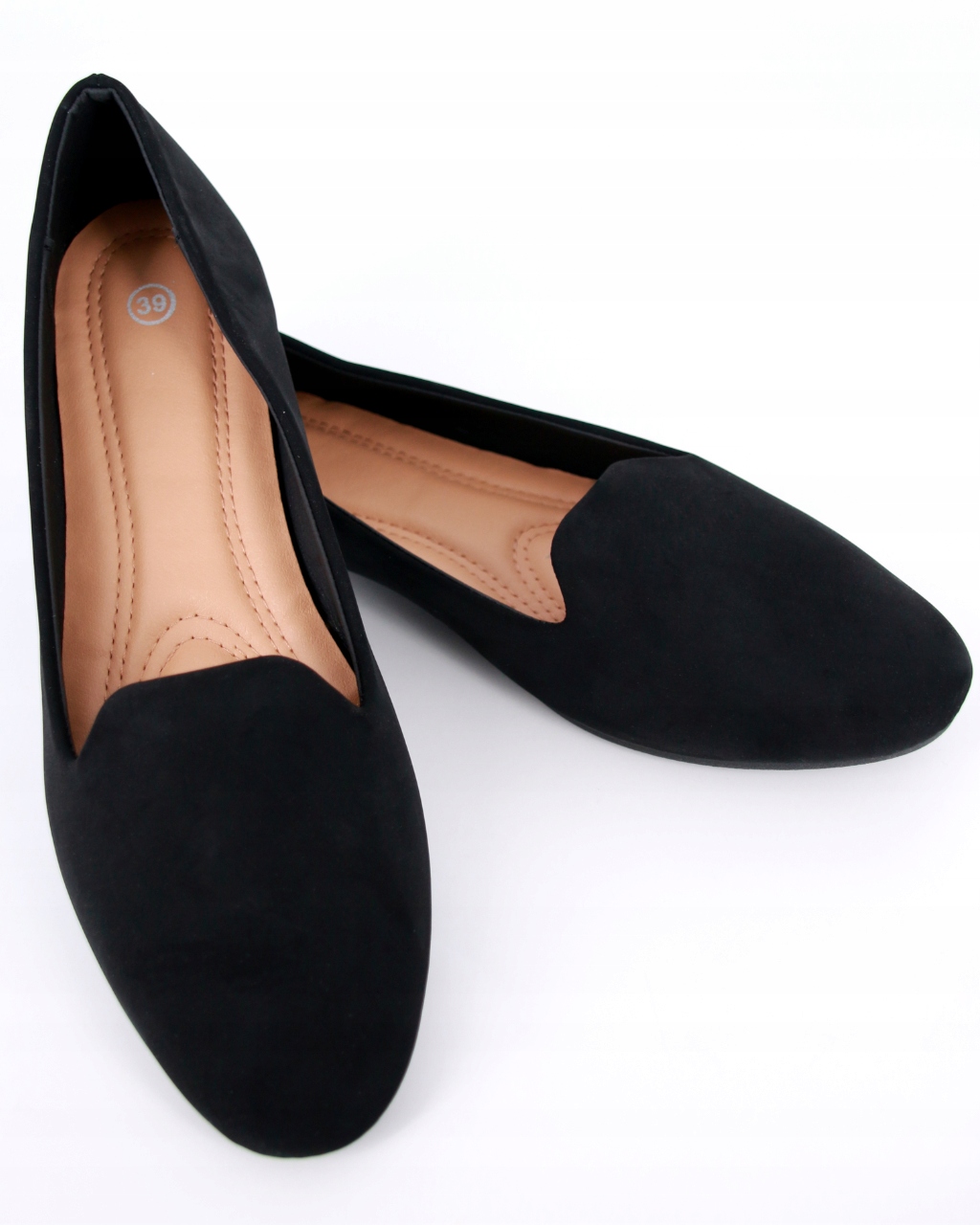 Czarne Zamsz Mokasyny Baleriny Lordsy Damskie Niski Obcas 42