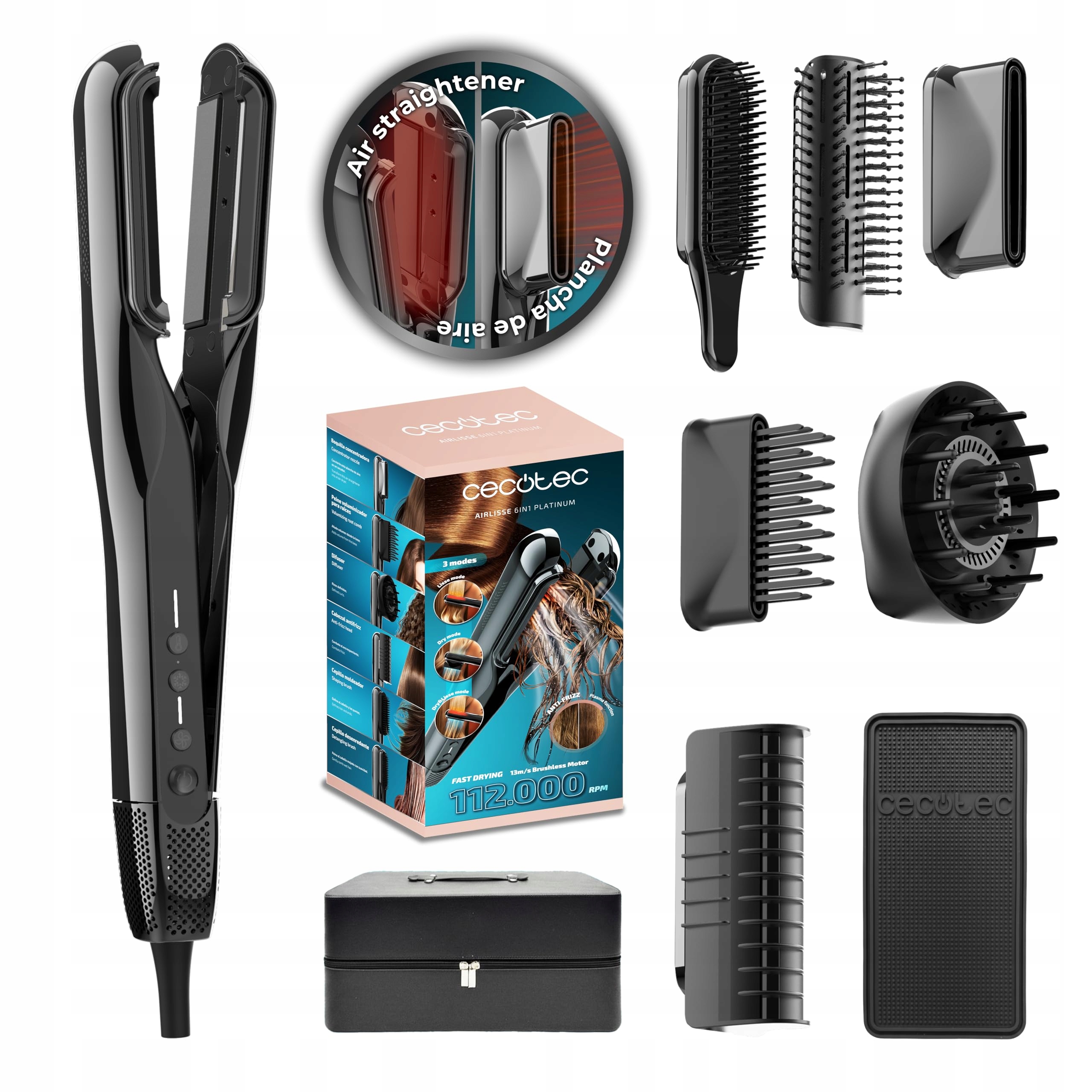 Cecotec Žehlička Na Vlasy se vzduchem a 6 doplňky