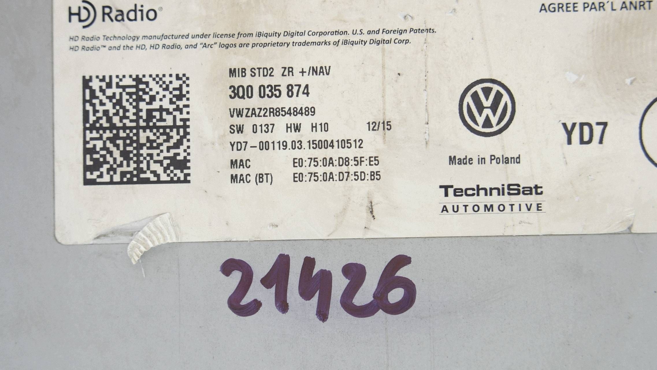 player navigation devices VW PASSAT B8 3Q0035874