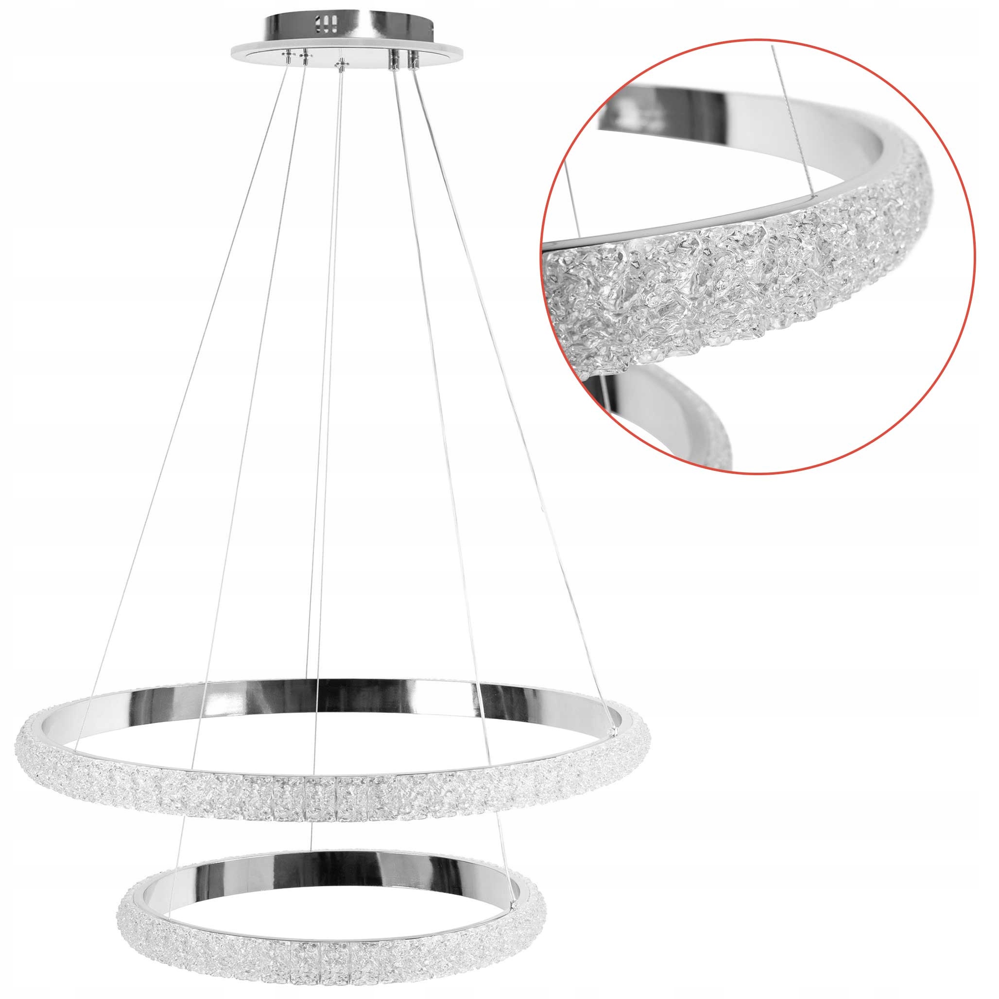 Led závesná lampa Chróm s kryštálmi G046 Dvojitá Glamour Obruče