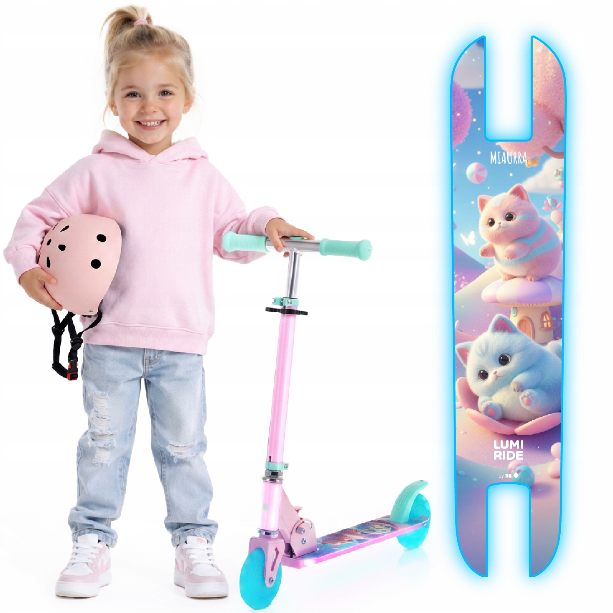 Hulajnoga dwukołowa dla dzieci Lumi Ride składana regulowana Led Sun Baby