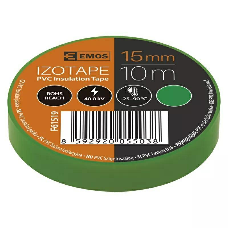 

Taśma izolacyjna 15mm x 10m Emos Pvc zielona