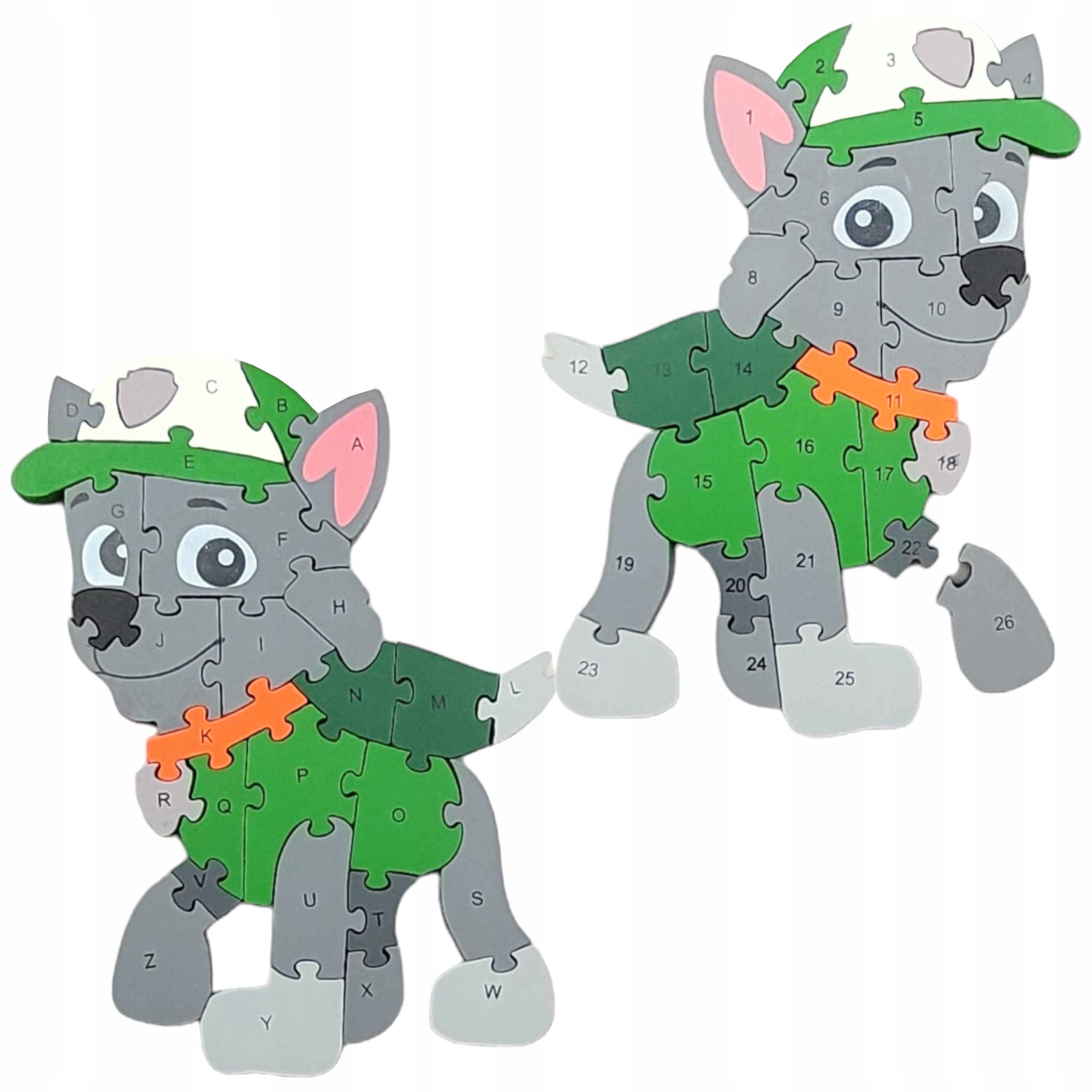 EDUKACYJNE PUZZLE DREWNIANE LITERKI I CYFERKI