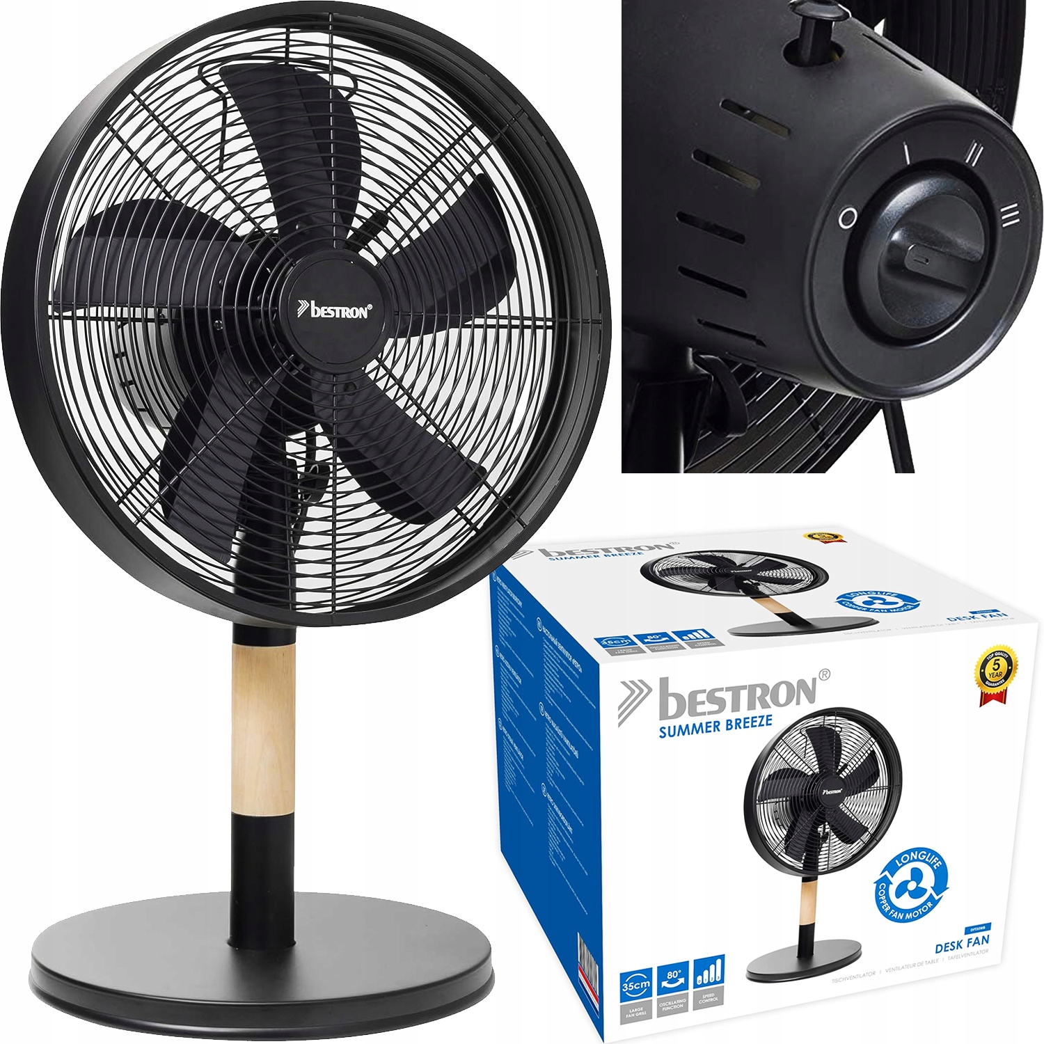 Stojanový kovový ventilátor na stůl, stolní ventilátor Bestron