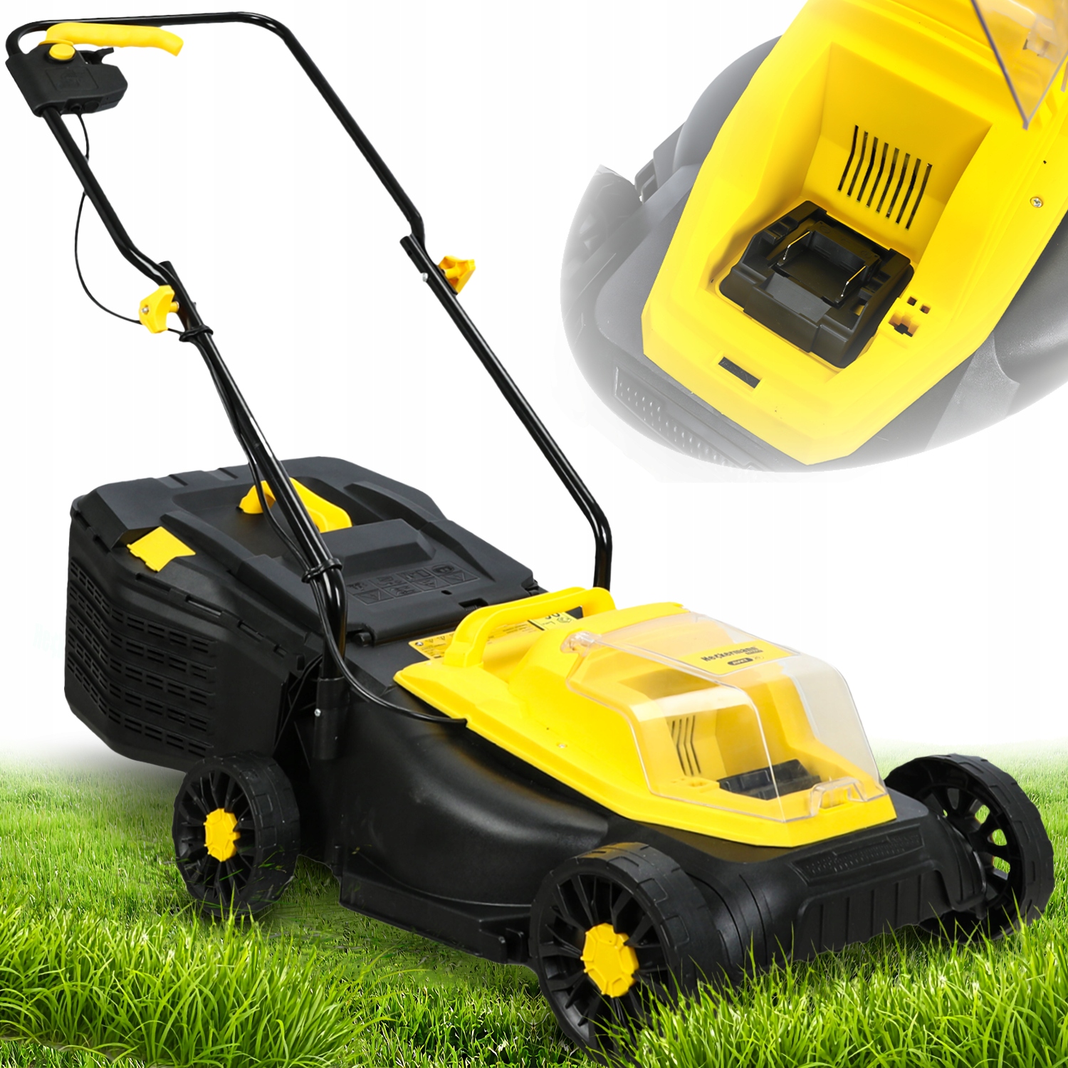 Akumulátorová Kosačka 32 CM Elektrická Záhradná Na Trávu 20 V, Kôš 35 L