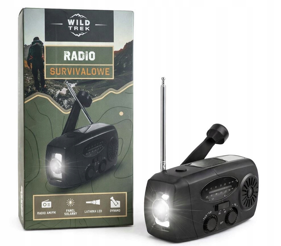 Wild Trek Radio Survivalowe Panel Solarny Latarka Led Dynamo