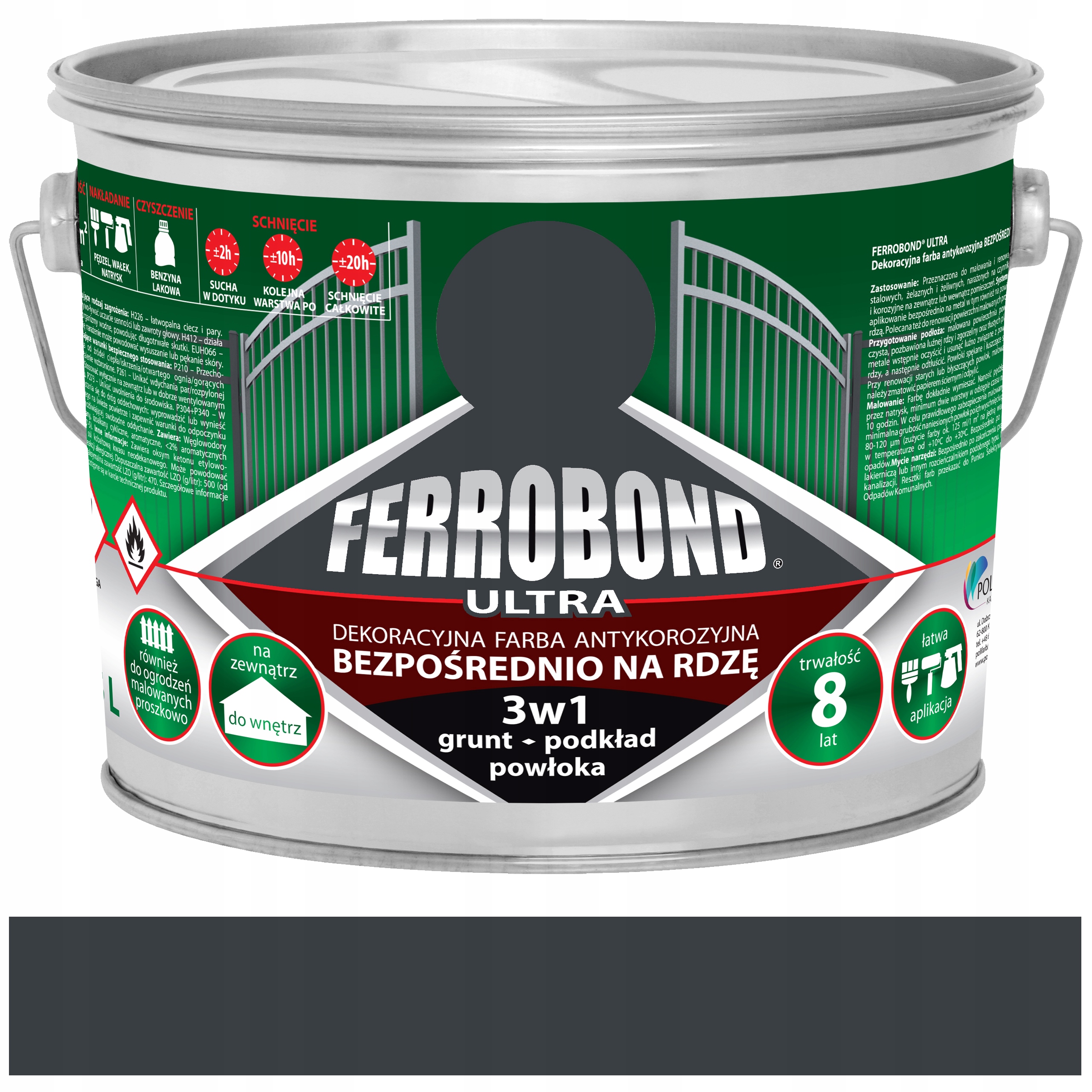 

Farba do Metalu Antracyt Półmat 2,5 Litr Ferrobond