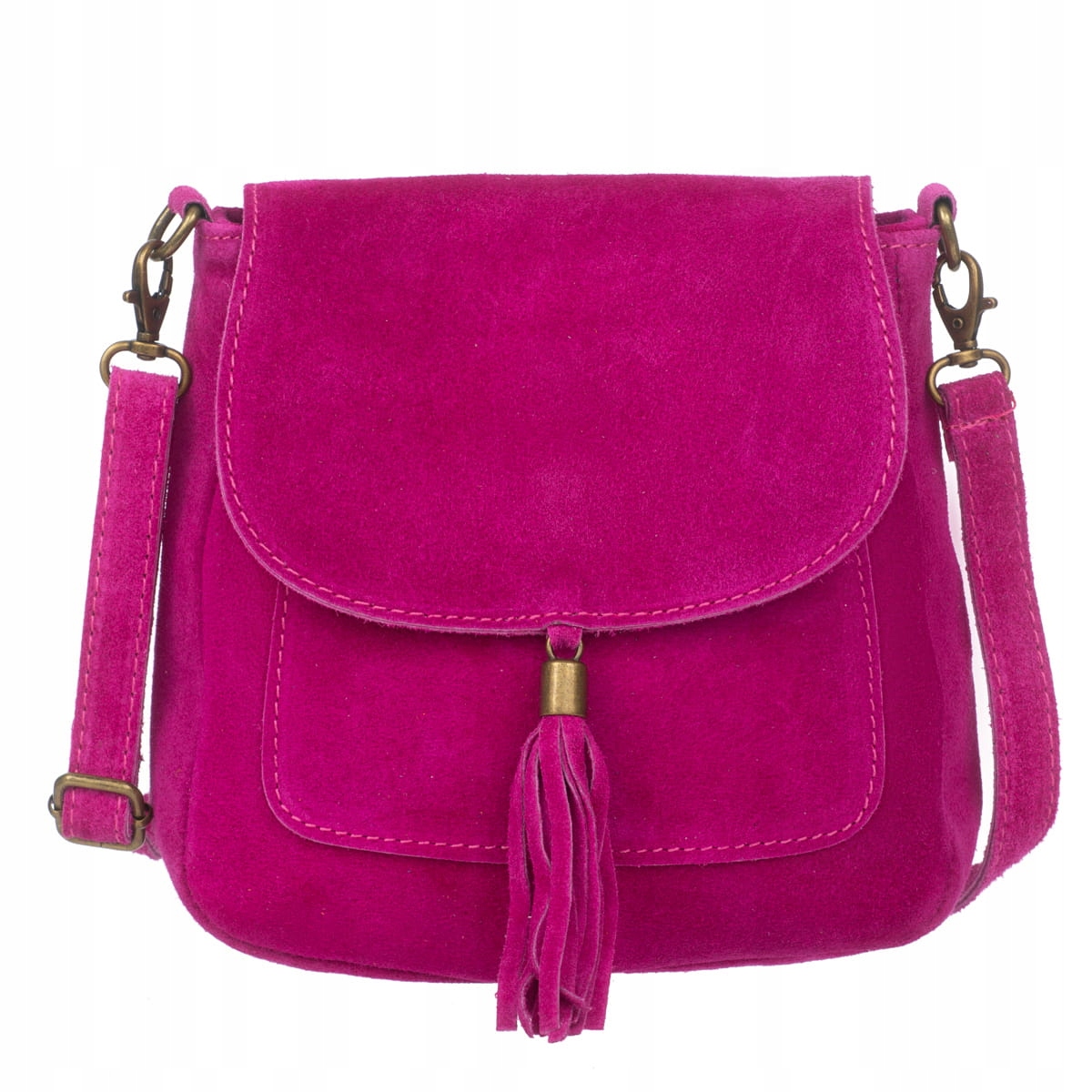 Torebka Skórzana Zamszowa Vera Pelle Vanita Fuksja