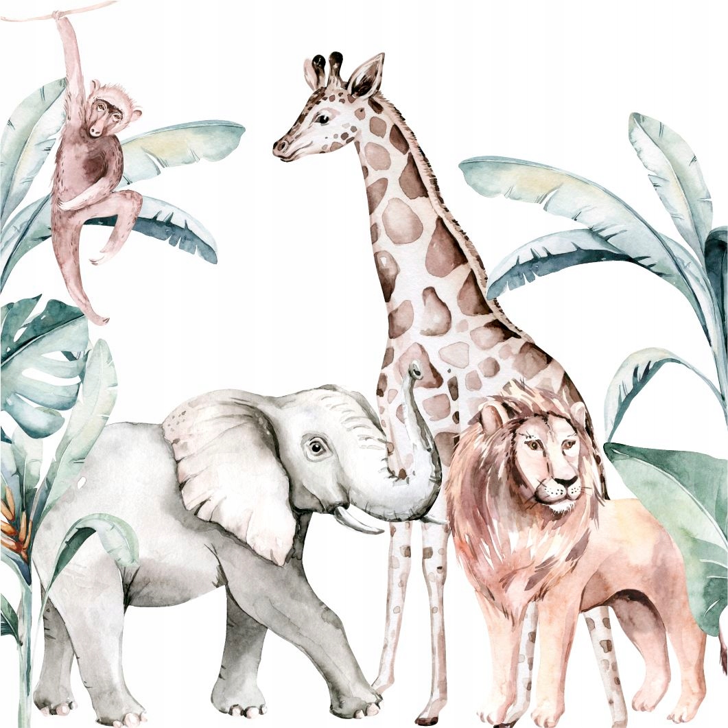 

Naklejka na ścianę safari dżungla lew słoń żyrafa