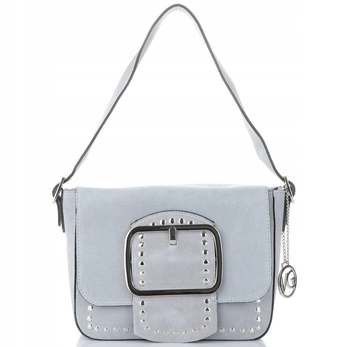 Módní kožená kabelka Přes Rameno Vittoria Gotti Světle šedá