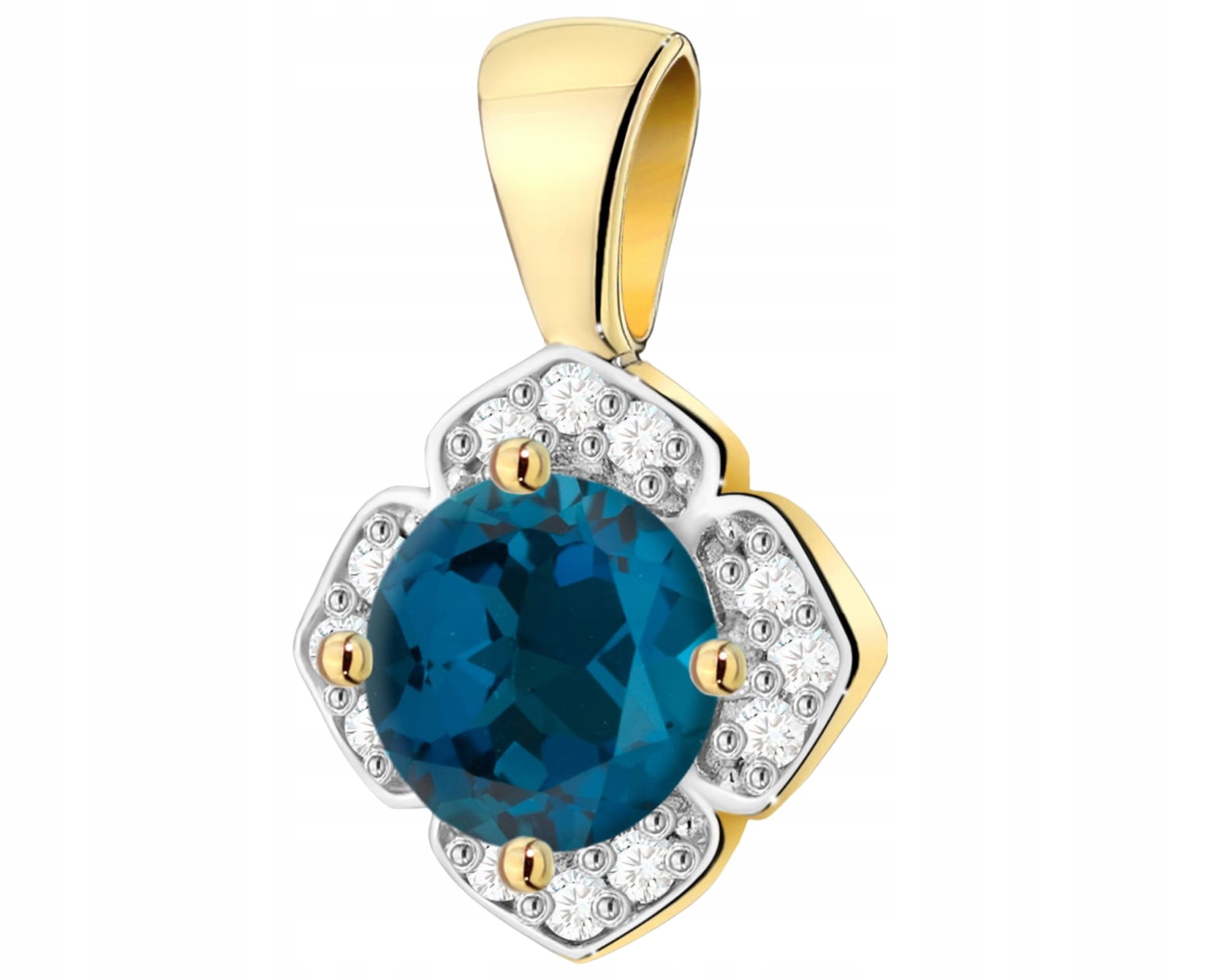Zlatý Přívěsek Topaz London Blue A Diamanty