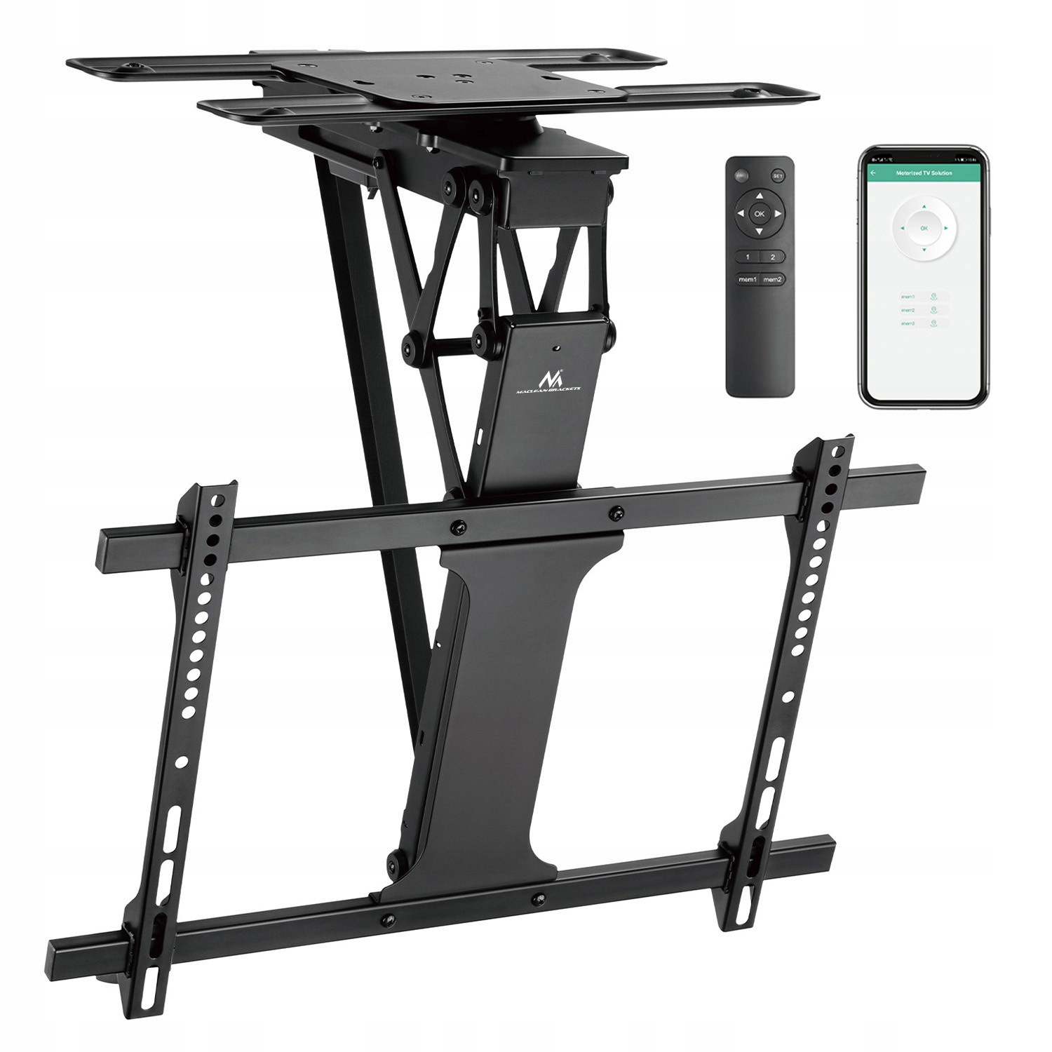 Uchwyt do Tv elektryczny sufitowy Maclean, obsługa Tuya, max Vesa 600x400,