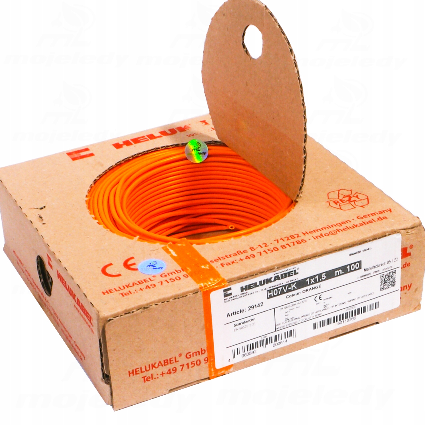 Kabel Lgy 1,5 mm oranžový měděný 750 V 100 m