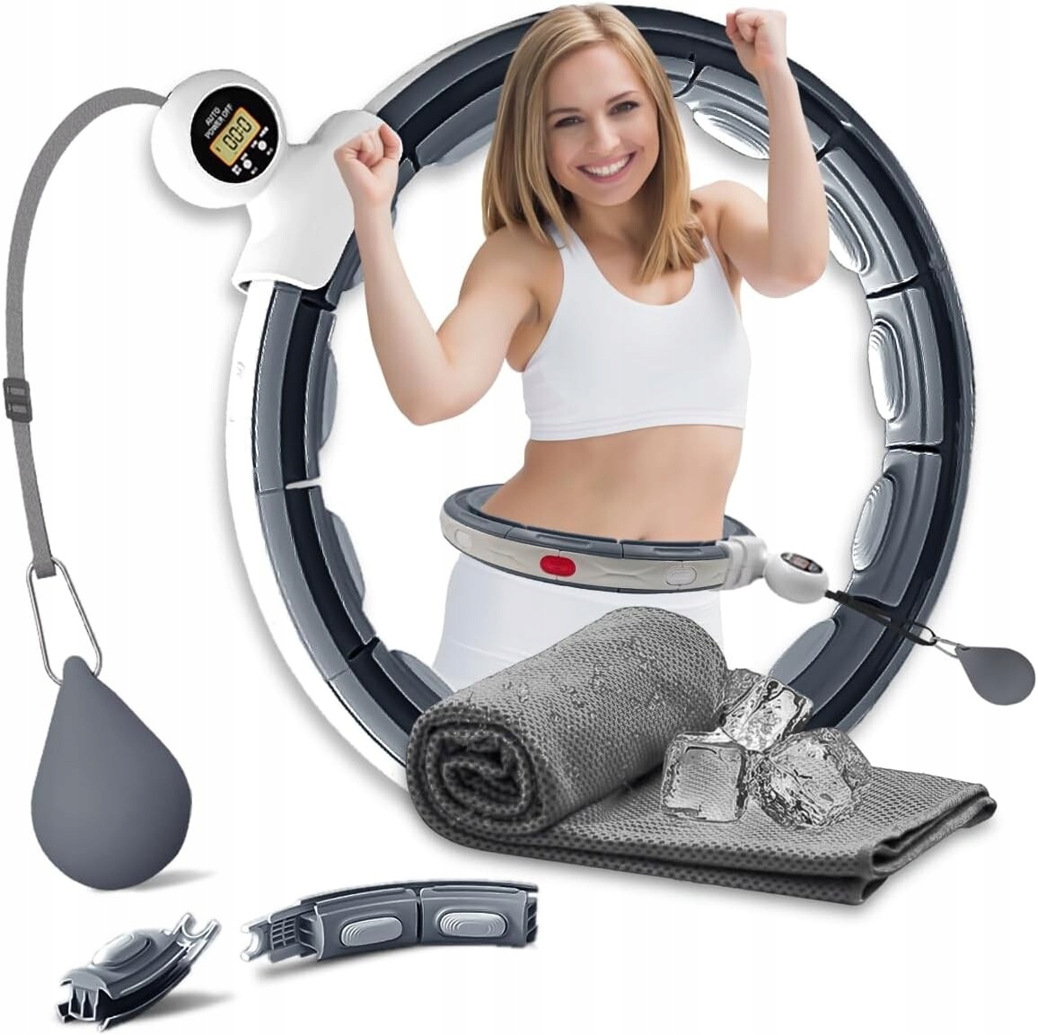 Hula hop K-mart 360 cm z wypustkami fitness szare
