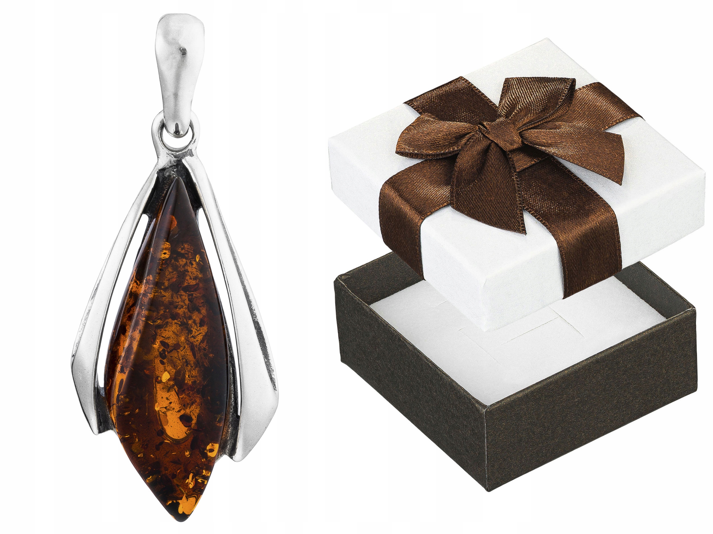 Velký stříbrný přívěsek Unikát s jantarem Ručně vyrobený stříbrný Přívěsek