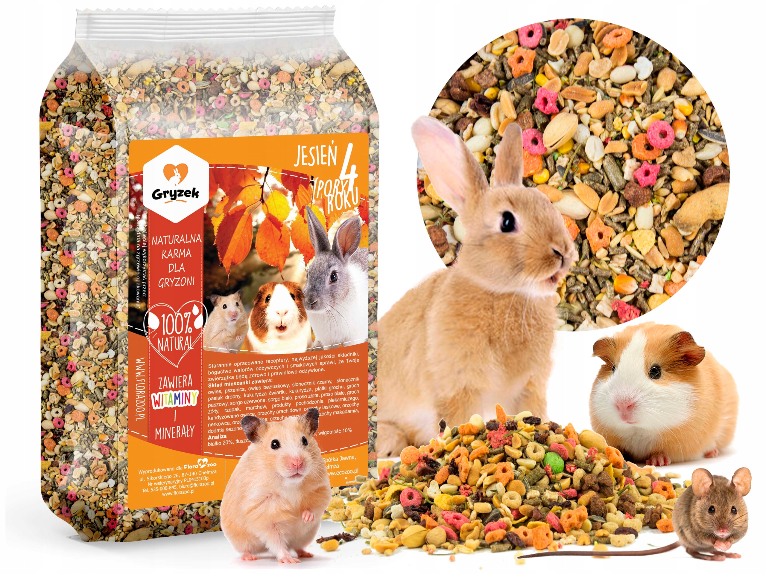 KARMA DLA GRYZONI KRÓLIKA CHOMIKA ŚWINKI JESIEŃ 5L