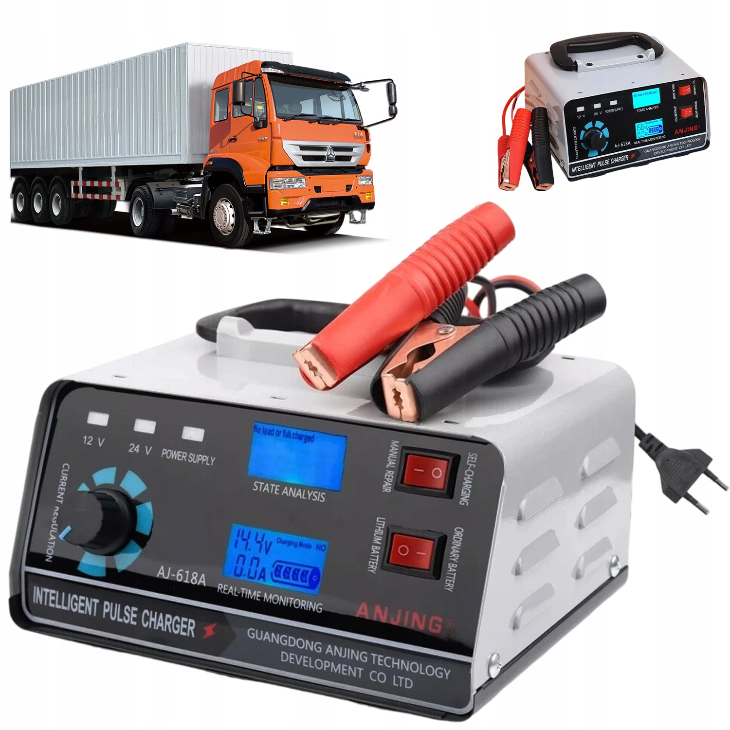 Automatická Nabíječka Akumulátorů 24V 12V 400W Funkce Opravy Automatu